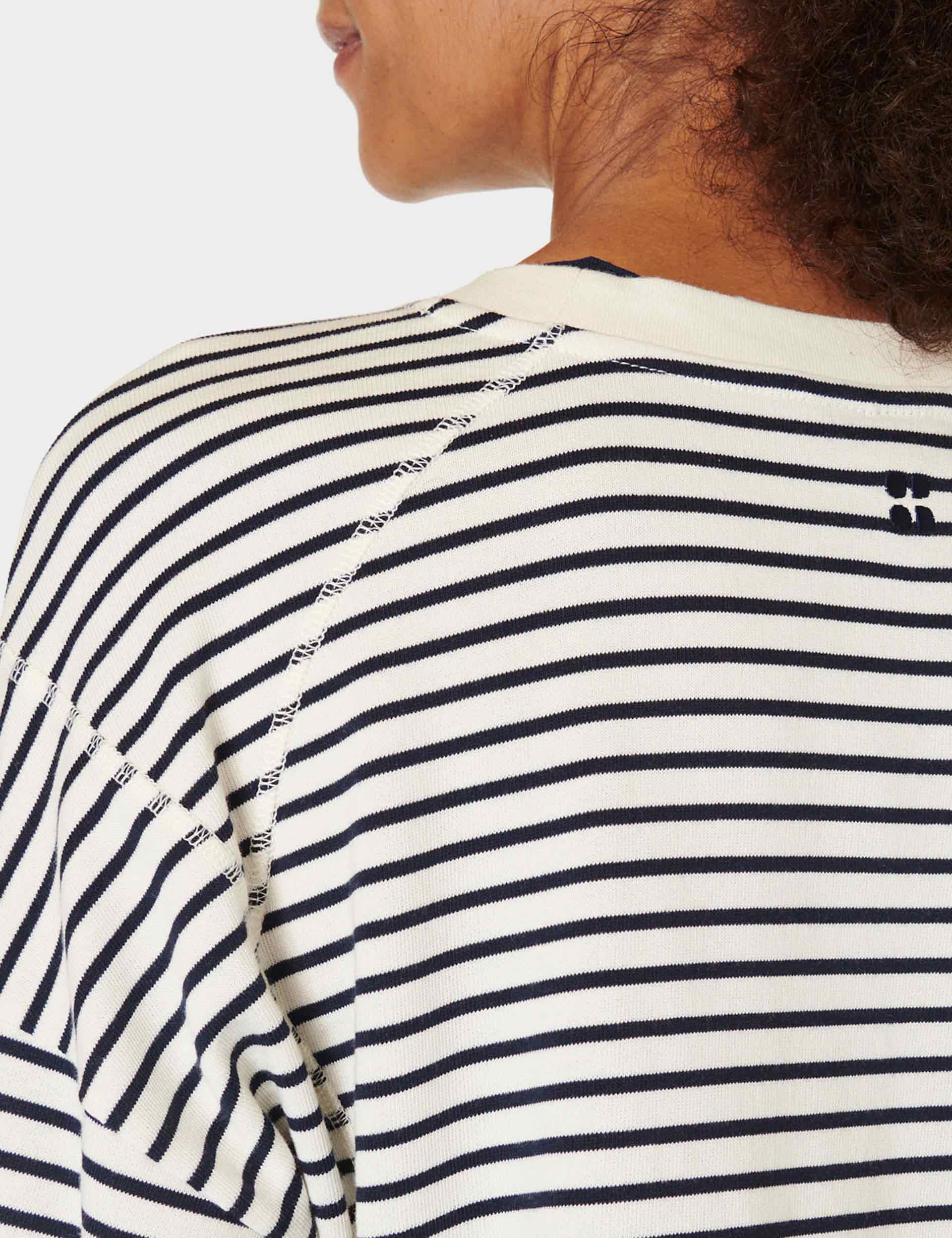 After Class Crop Sweatshirt - Lily White Stripe | Women's Casual Pullover Hoodie for School, Gym & Streetwear Fashion