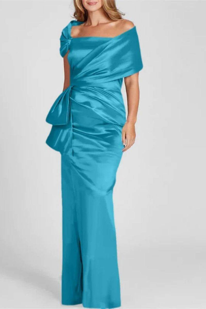 Elegant Off-The-Shoulder Floor-Length Mother of the Bride Dress CM0336 - Perfect for Weddings, Formal Events & Special Occasions