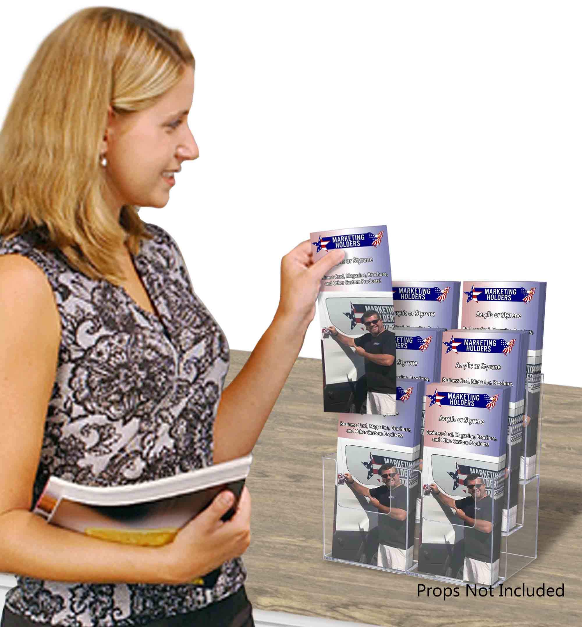 6 Pack Clear Acrylic Brochure Holders - Multi-Pocket Display Stand for 4