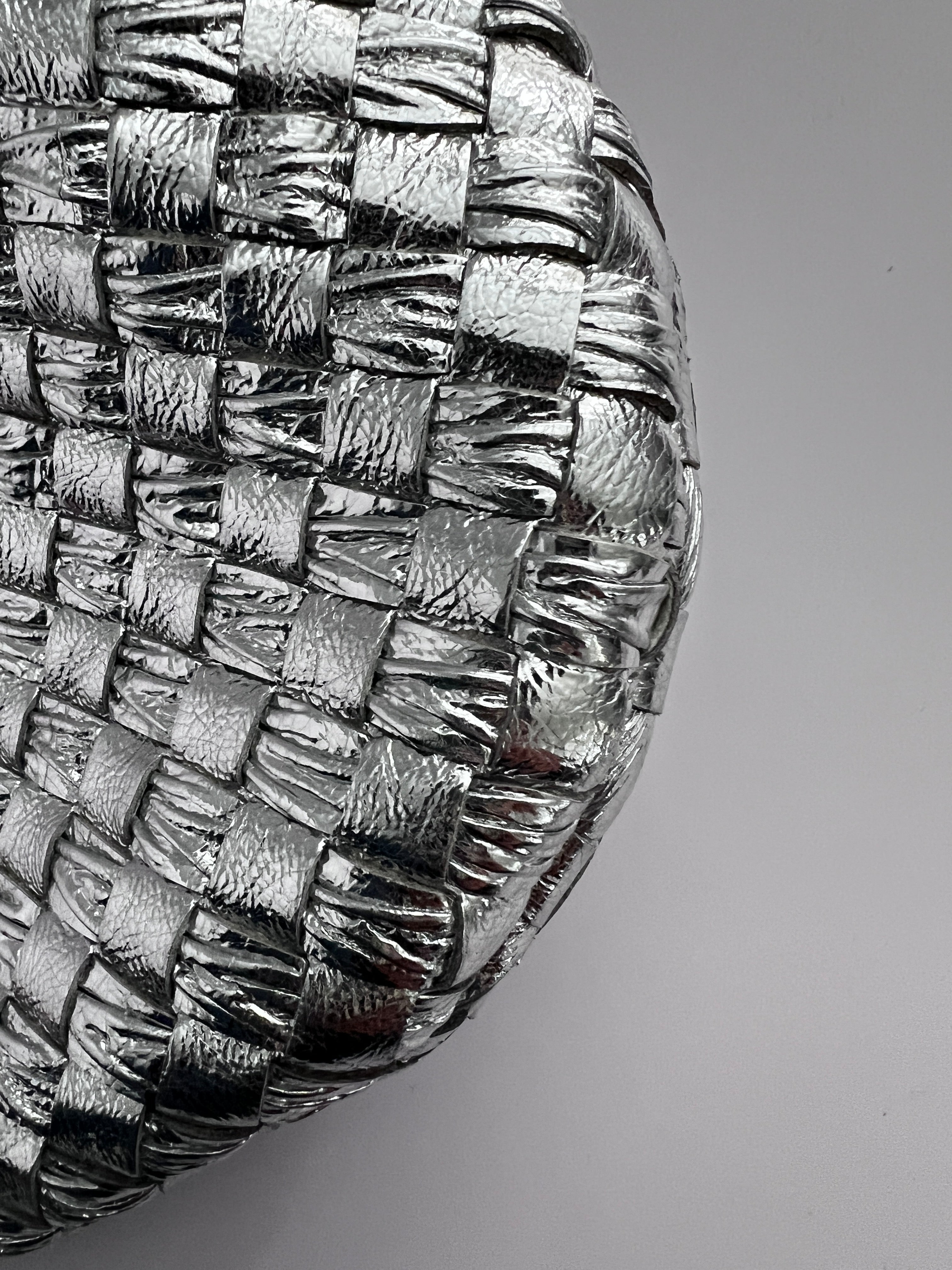 Bottega Veneta Metallic Silver Mini Jodie Bag - Luxury Crossbody Purse for Women, Perfect for Evening Parties & Date Nights