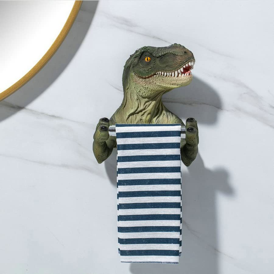 3D Dinosaur Toilet Paper Holder - Wall-Mounted Tyrannosaurus Tissue Roll Rack for Bathroom Decor - Unique Dinosaur-Themed Home Accessory for Kids' Rooms & Jurassic-Themed Bathrooms