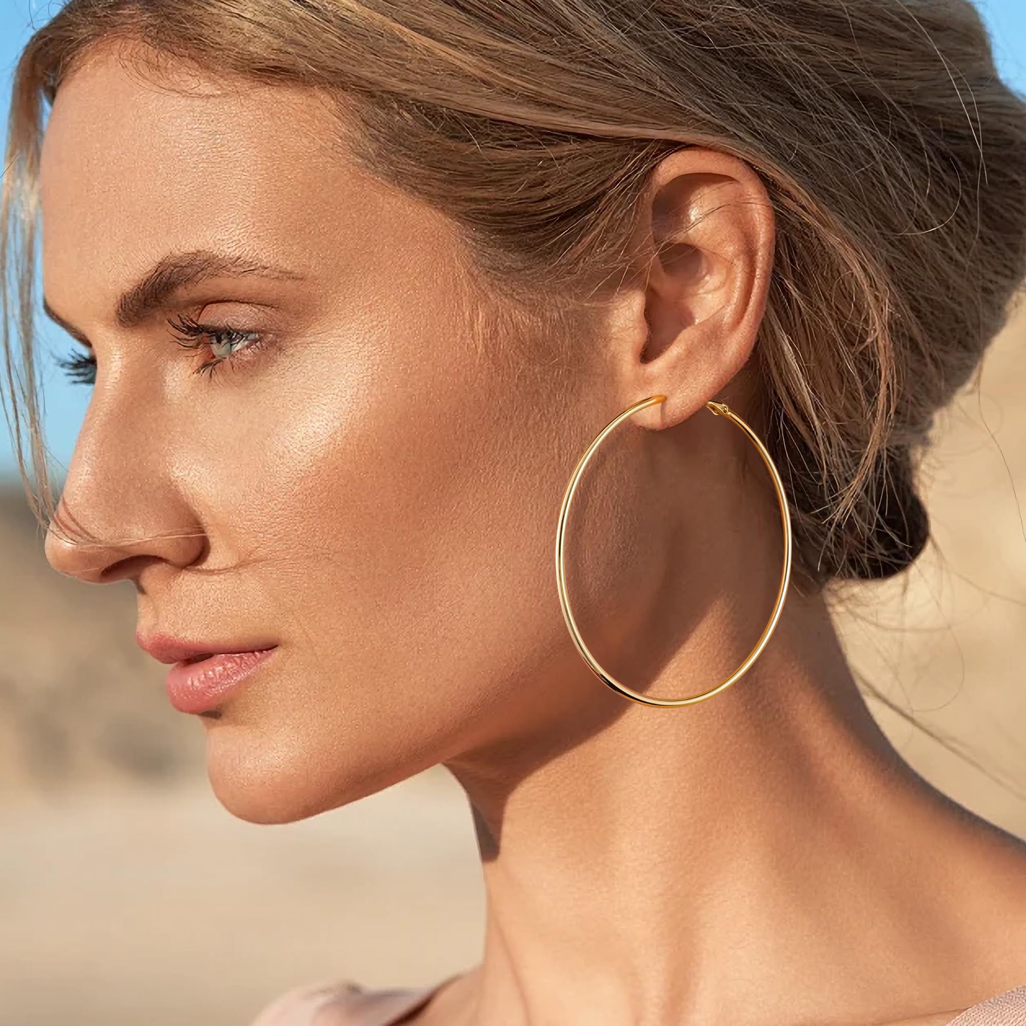 Gacimy 14K Gold Plated Hoop Earrings for Women - 925 Sterling Silver Post, Hypoallergenic Dangle Hoops - Perfect for Everyday Wear, Parties & Gifts