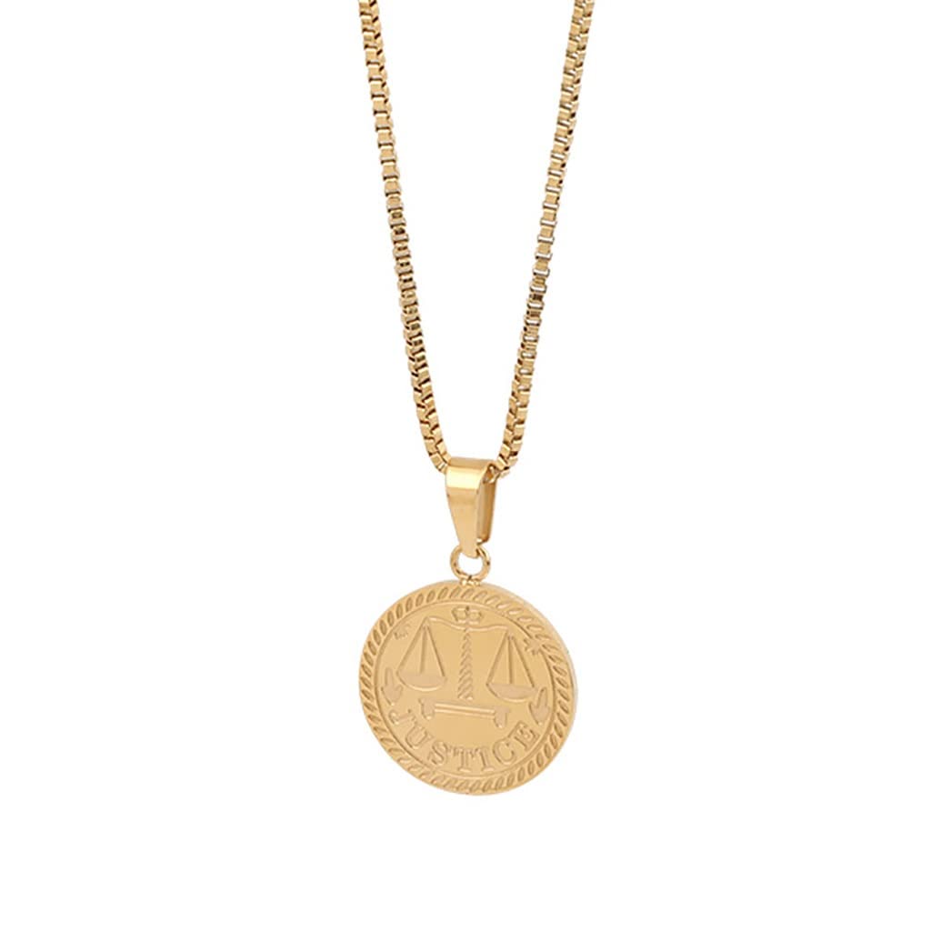 Gold Round Libra Necklace for Women - Adjustable Coin Pendant Choker Chain Jewelry - Perfect for Birthday Gifts, Anniversary & Everyday Fashion Accessories
