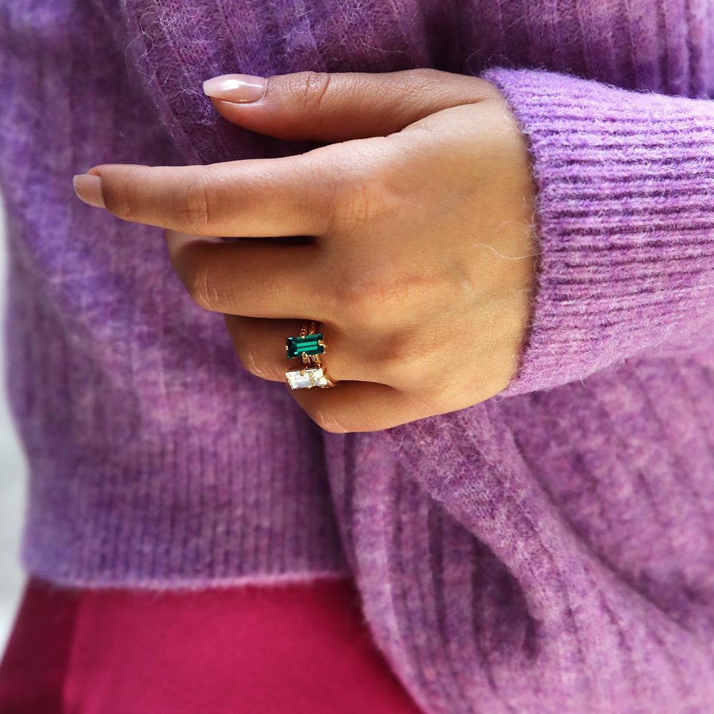 Emerald Baguette Ring - Elegant Green Gemstone Jewelry for Women | Perfect for Engagement, Wedding & Special Occasions