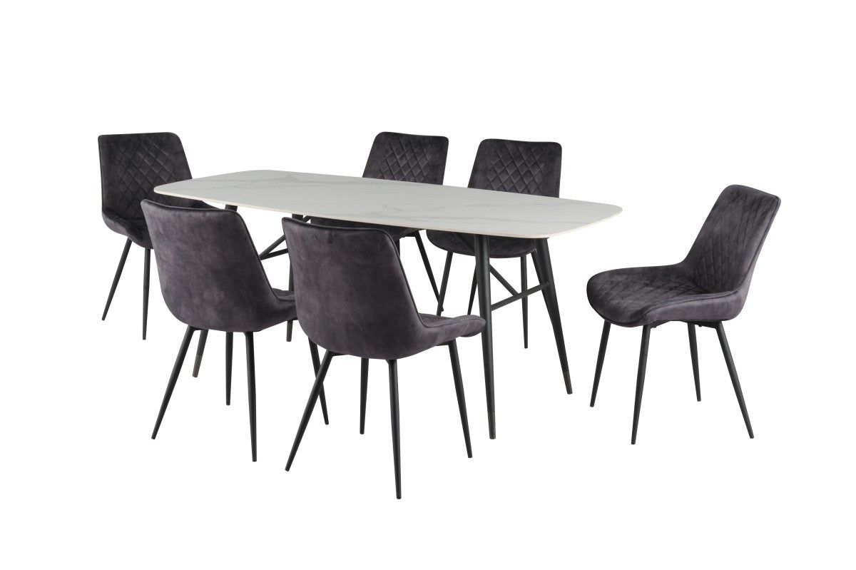 7-Piece Modern Dining Set in Black & Grey - Perfect for Small Spaces, Apartments & Cozy Kitchens