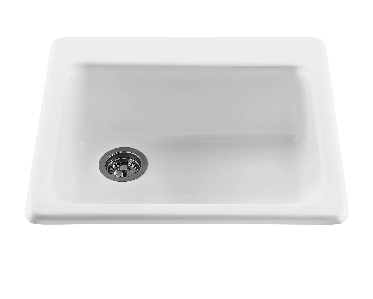 Stainless Steel Rectangular Single Basin Kitchen Sink - White | Durable & Easy to Clean | Perfect for Modern Kitchens, Small Spaces & RV Use