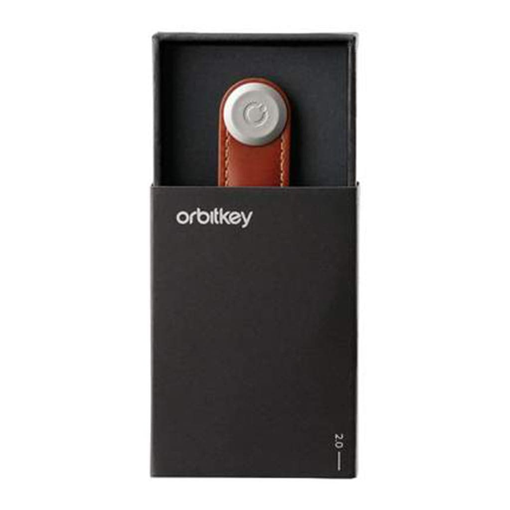 Orbitkey Leather 2.0 Key Organizer - Premium Cognac/Tan Genuine Leather Key Holder for Men & Women - Perfect for Home, Office & Travel Accessories