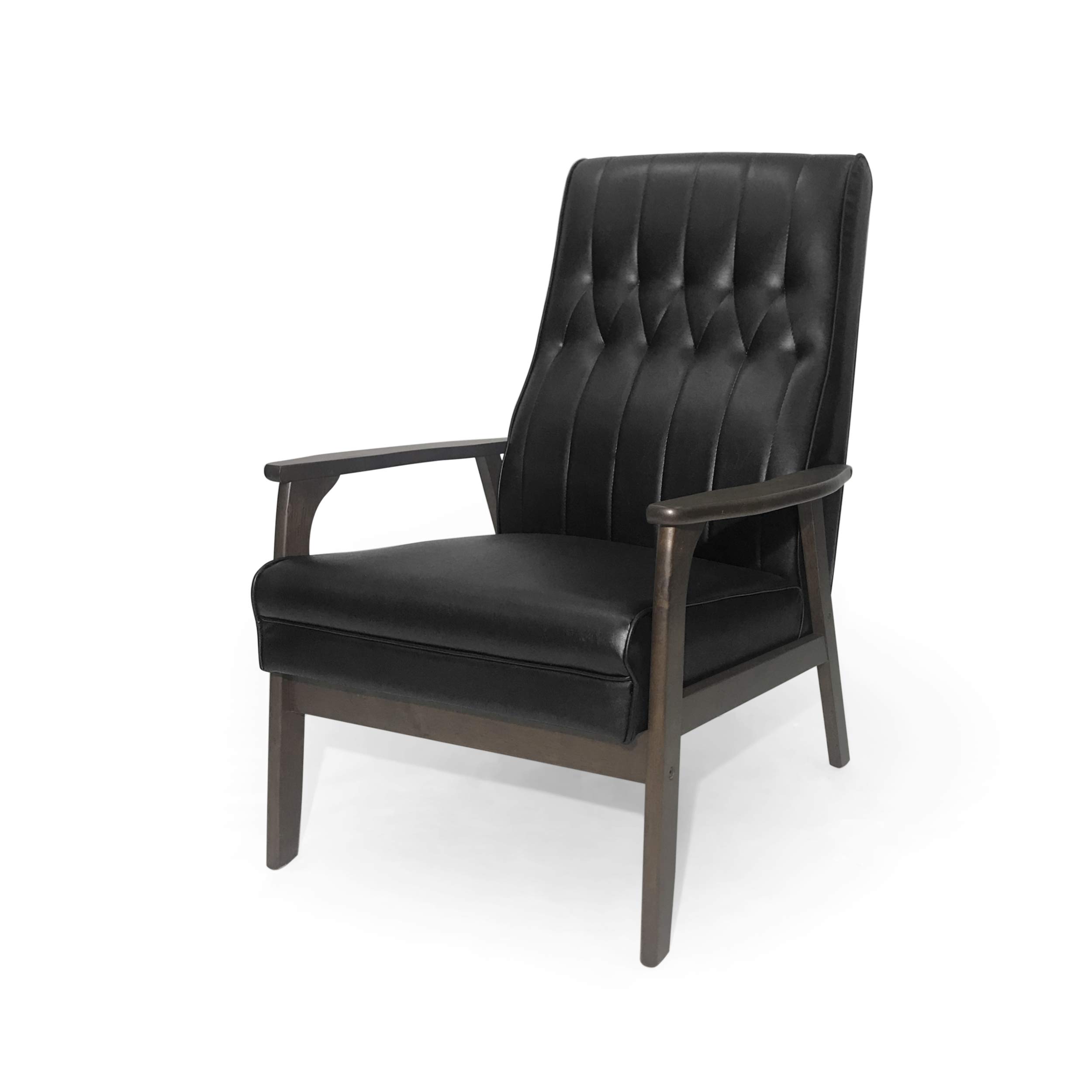 Christopher Knight Home Judy Accent Chair in Matte Black & Walnut - Stylish Modern Living Room Seating for Home Office or Lounge