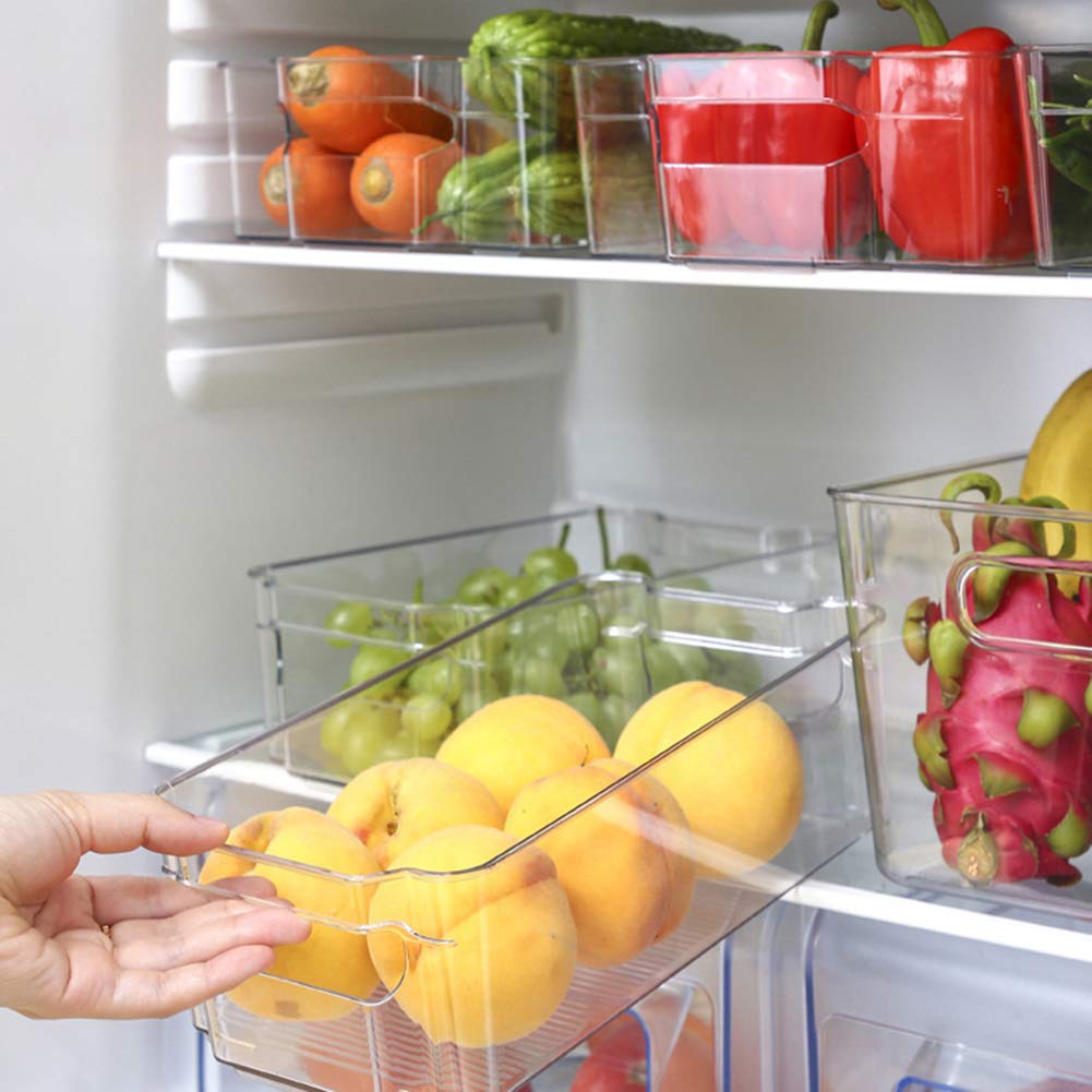 VALINK Stackable Refrigerator Organizer Bins with Handles - Space Saving Fridge Storage Box for Freezer, Fruits, Yogurt, Snacks & Pasta (1-Pack) | Perfect for Kitchen, Pantry & Meal Prep Organization