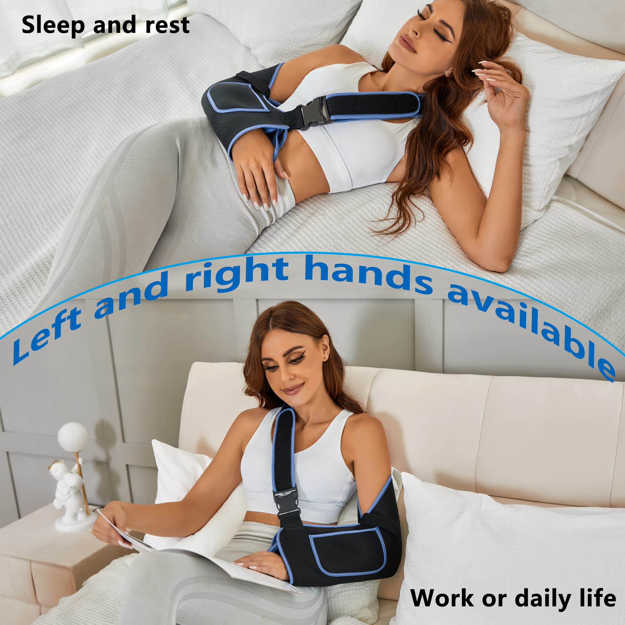 Rotator Cuff Support Brace & Shoulder Immobilizer Sling - Adjustable Medical Arm Sling for Left/Right Shoulder Injuries, Broken Bones, Dislocations & Strains - Comfortable Unisex Design (Medium) - Ideal for Post-Surgery Recovery & Sports Injury Support