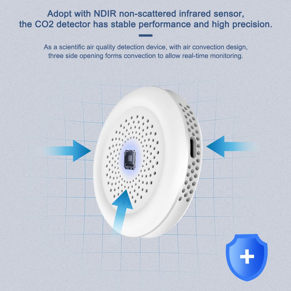 Mini CO2 Detector Keychain - 3-in-1 Air Quality Monitor with Alarm for Home & Travel