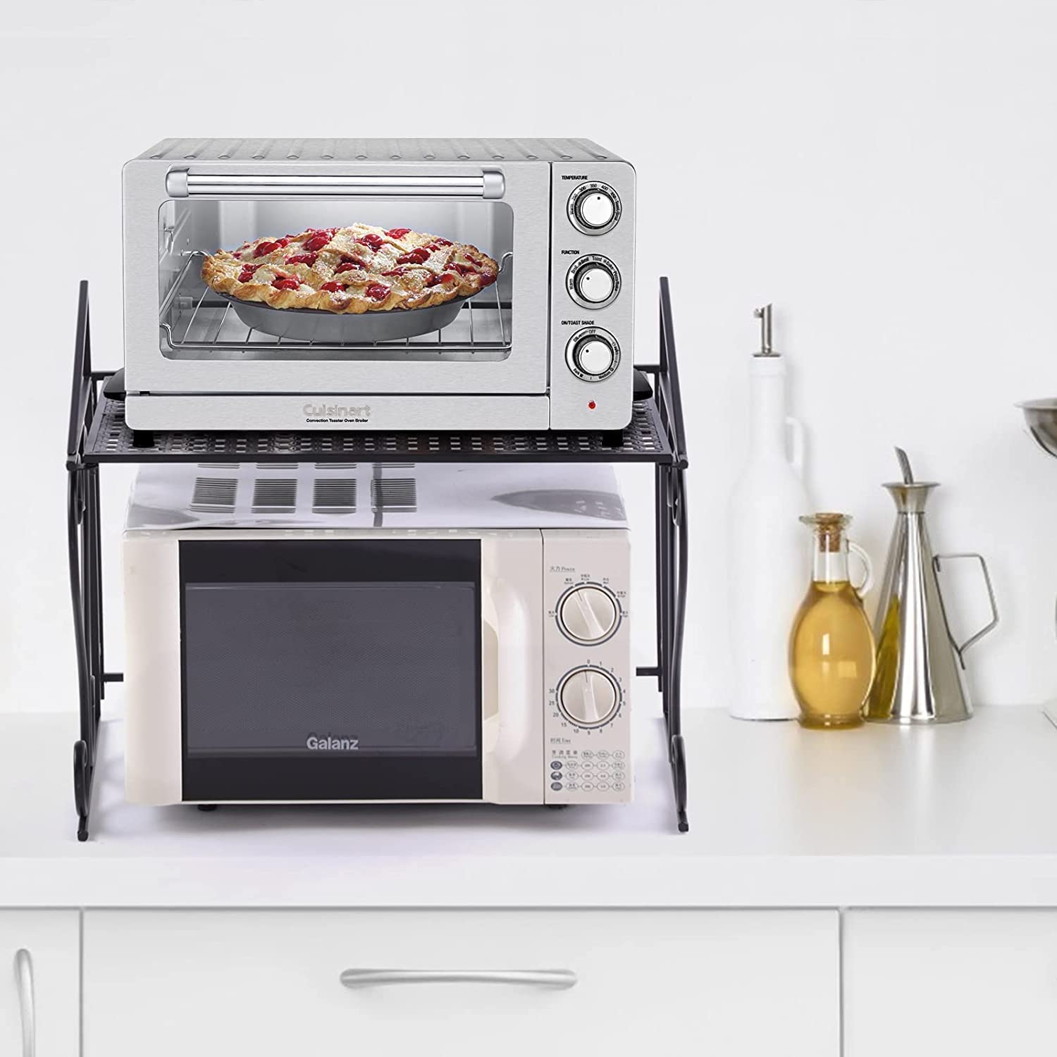 Multipurpose Kitchen Storage Shelf - Iron Oven Rack Stand Organizer for Utensils, Dishes & Plates | Space-Saving Home Kitchen Organizer for Cabinets, Countertops & Pantry Storage