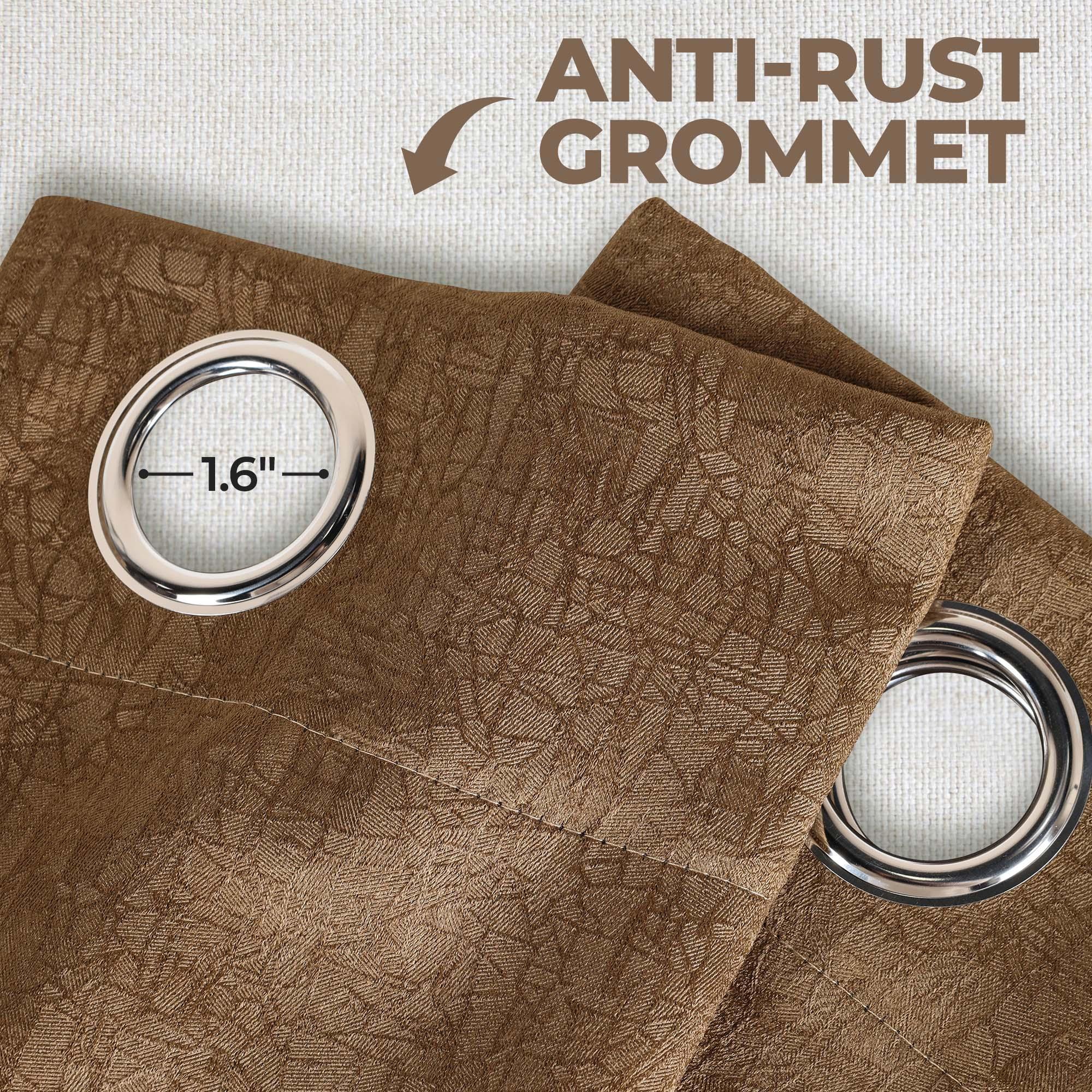 Blackout Thermal Insulated Grommet Curtain Panels Set - Solid Textured Fabric for Bedroom & Living Room - Noise Reducing & Light Blocking for Better Sleep & Privacy