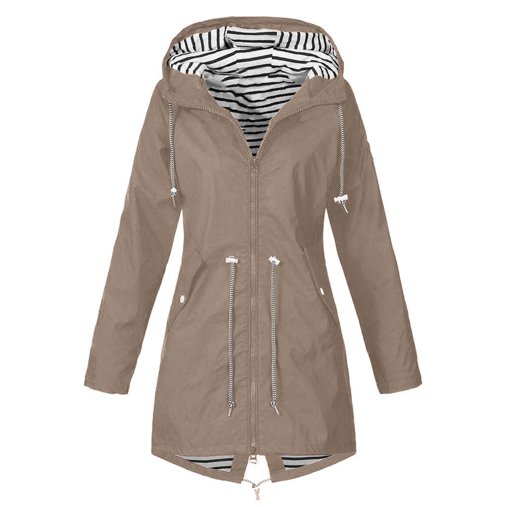 **TIMIFIS Women's Waterproof Raincoat with Hood - Long Sleeve Pocketed Jacket, Casual Drawstring Outerwear for Hiking, Commuting & Outdoor Activities**