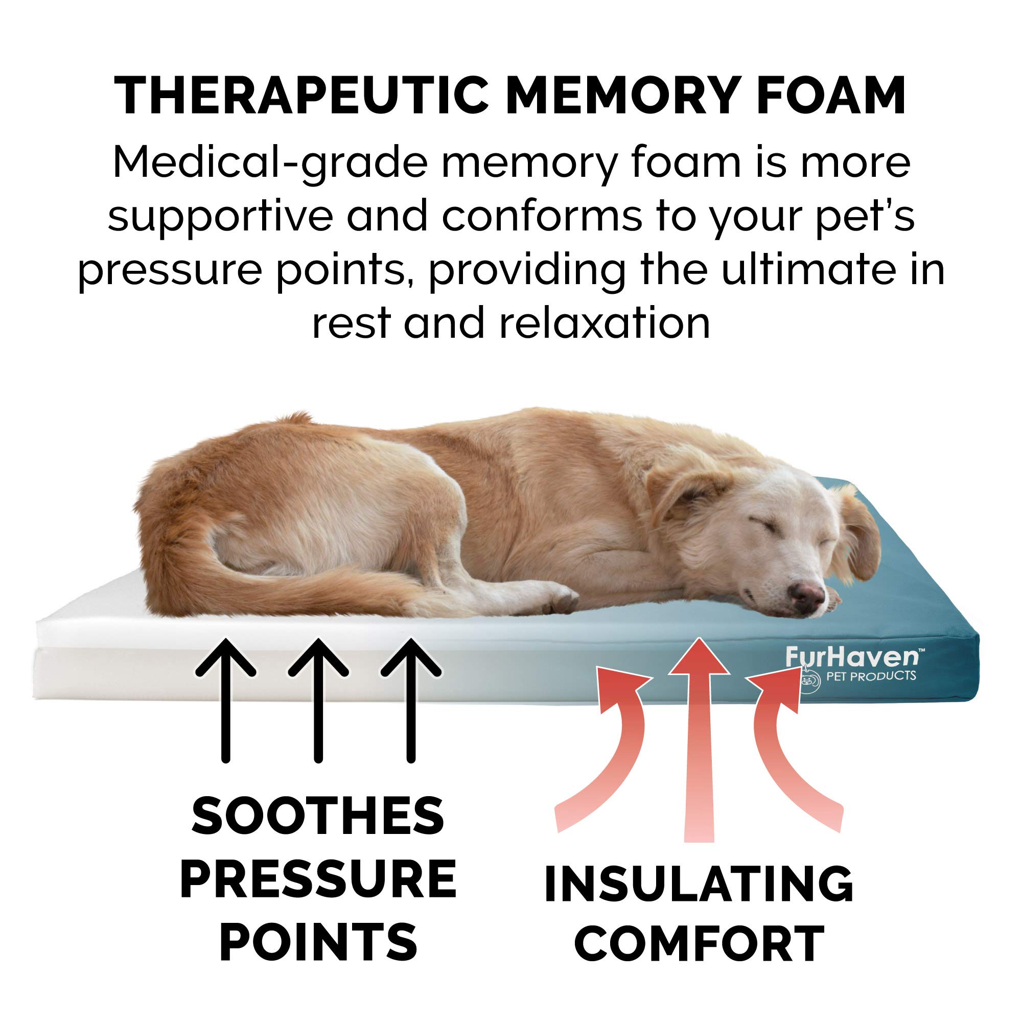 Furhaven Waterproof Memory Foam Dog Bed for Large Dogs - Washable Cover, Indoor/Outdoor Use for Pets Up to 55 lbs - Perfect for Living Rooms & Patios