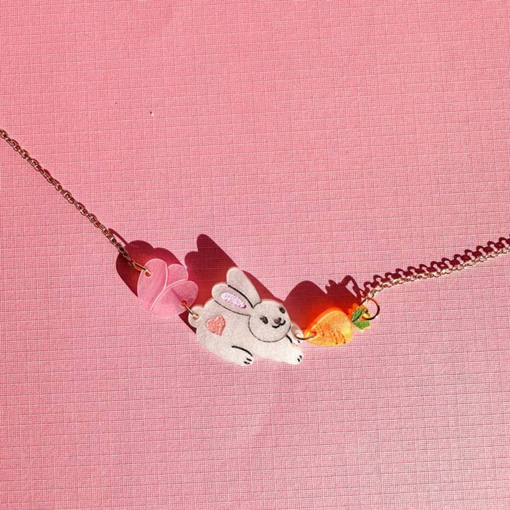 Cute Bunny Acrylic Pendant Necklace - Adorable Animal Jewelry for Women & Girls - Perfect for Valentine's Day Gifts, Birthday Presents & Everyday Wear