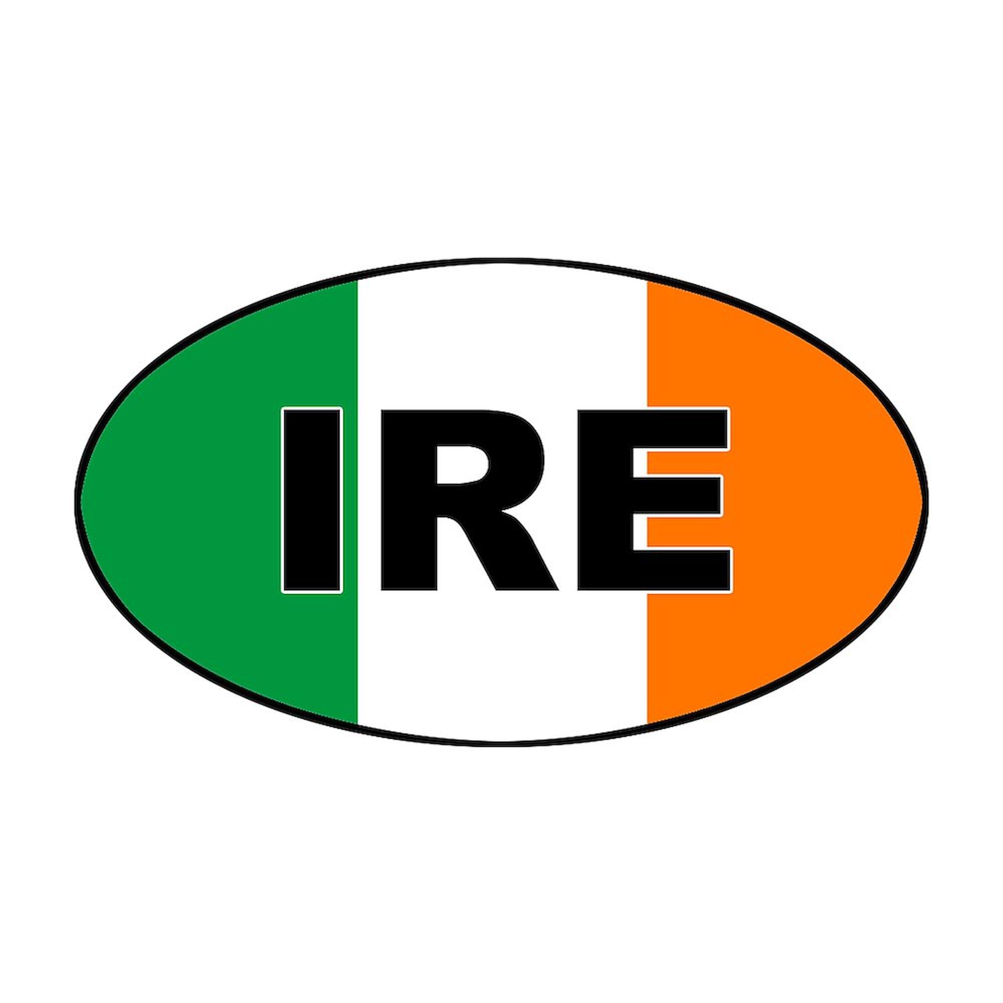 Irish Flag Oval Sticker - IRE Oval Car Bumper Decal for Cars, Laptops, Windows | Show Your Irish Pride on St. Patrick's Day & Celtic Events