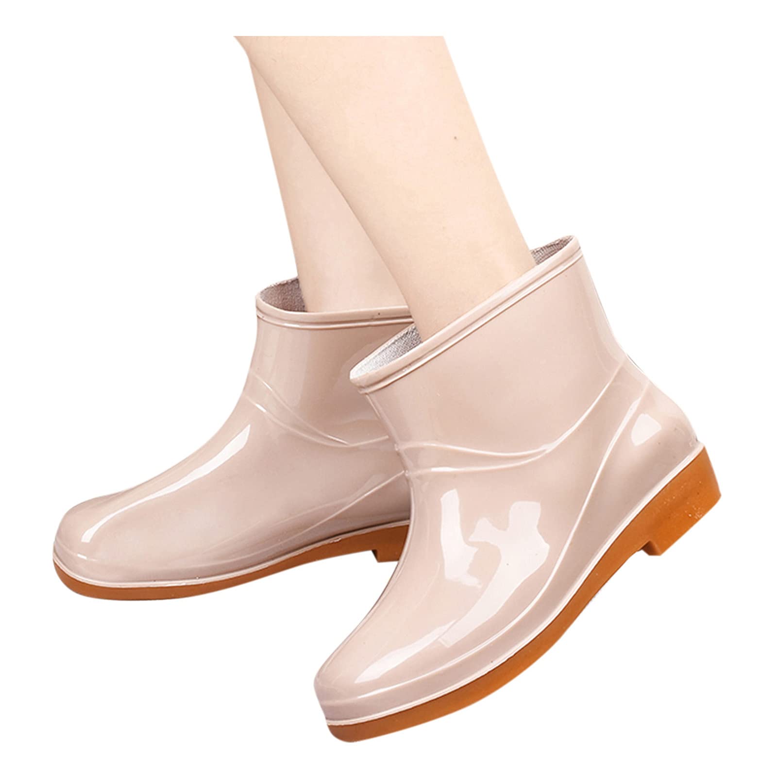 Xudanell Women's Waterproof Rain Booties - Non-Slip Rubber Sole High Top Ankle Boots for Rainy Days, Outdoor Walking & Gardening (Women's Fashion Footwear)