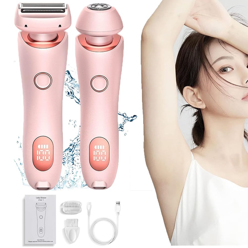 Elorixa 2-in-1 Electric Shaver for Women & Men - Livora Rechargeable Cordless Razor with Digital Display, Silkglide Technology for Smooth Shaving - Perfect for Travel, Gym & Daily Use (Pink)