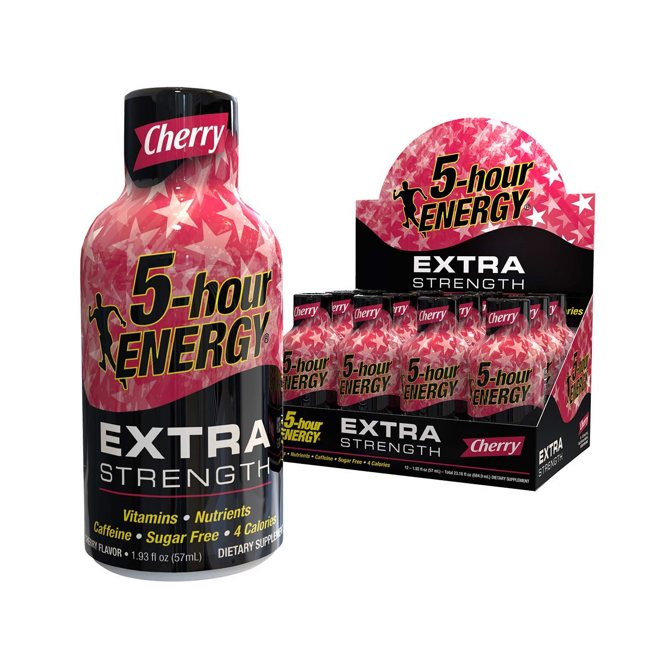 5-hour ENERGY Shot, Extra Strength Cherry Flavor, 1.93oz (12 Count) - Pack of 3 | Energy Boost for Workouts, Studying & Long Drives | Sugar-Free Caffeine Supplement