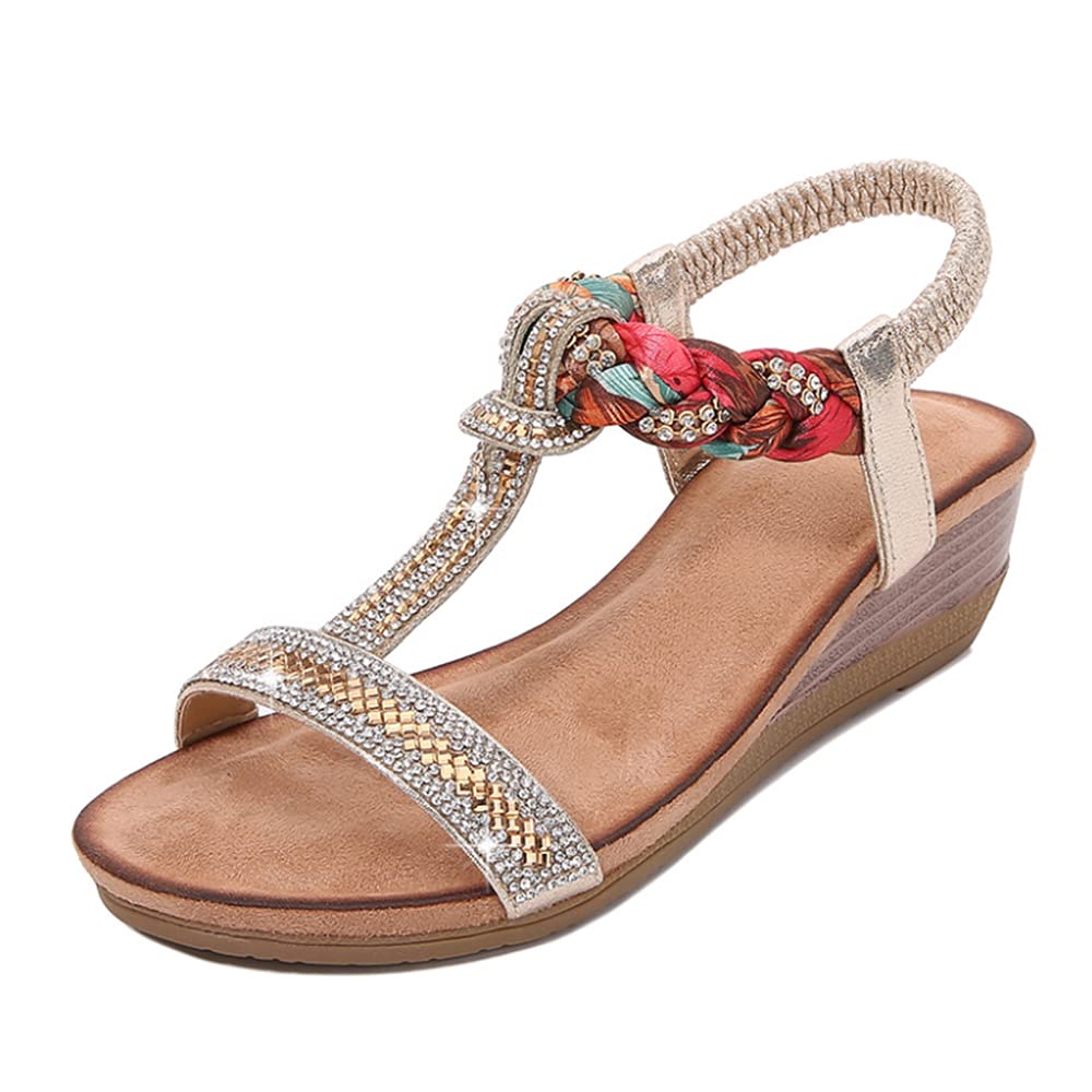 Boho Women's Platform Wedge Sandals - Open Toe Summer Casual Shoes for Beach, Vacation & Outdoor Wear