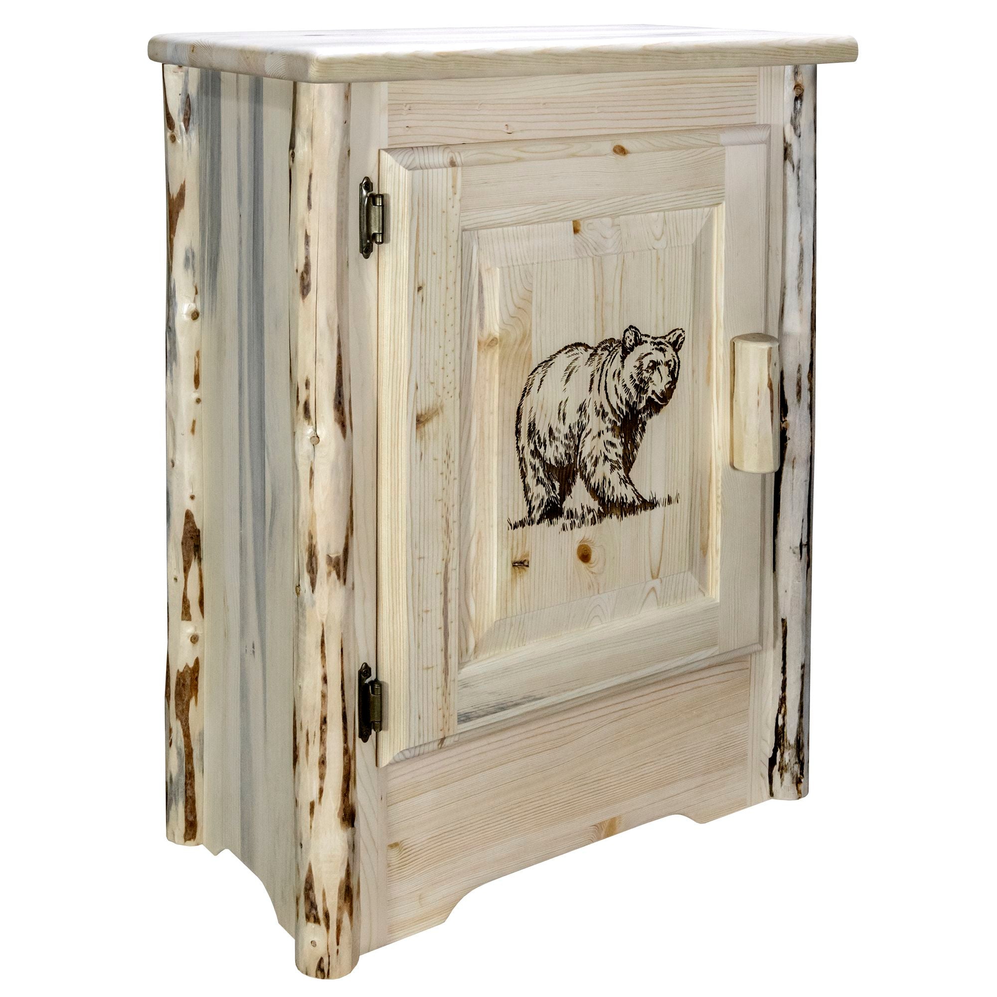 Montana Accent Cabinet with Laser Engraved Design - Right Hinged Door - Perfect for Living Room, Bedroom, or Entryway Storage