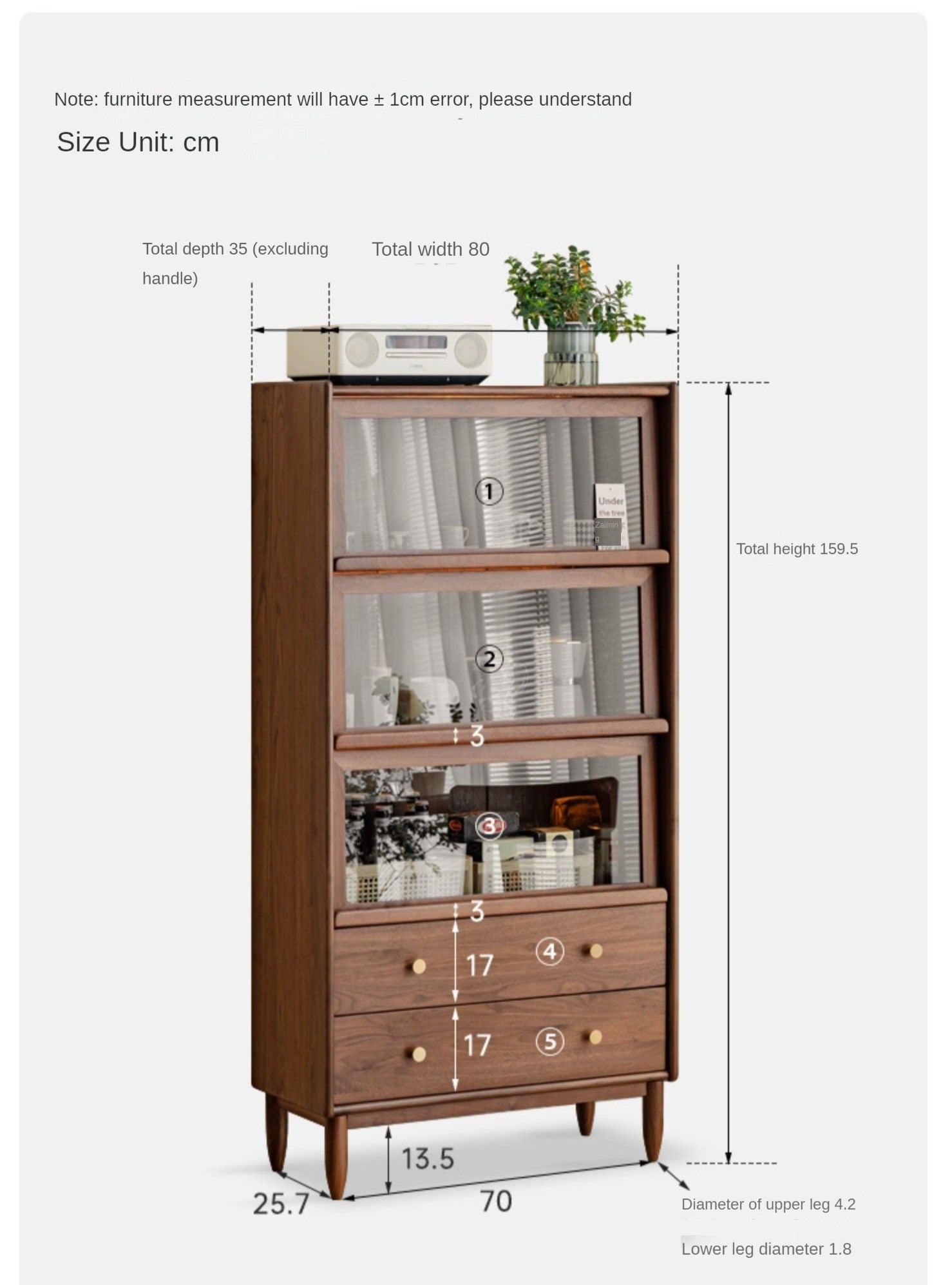 Solid Black Walnut Wood Side Cabinet with Flip Door - Perfect for Living Room, Bedroom & Home Office Storage