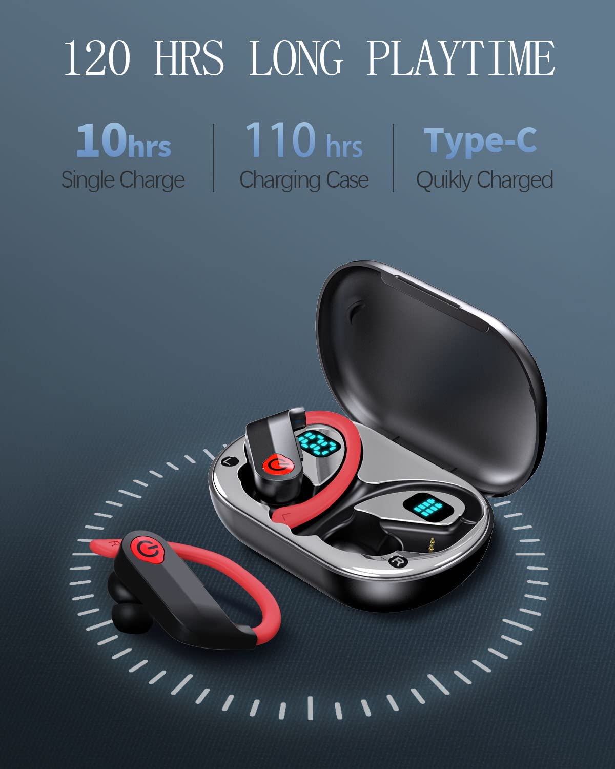 Wireless Bluetooth 5.3 Earbuds with Noise Cancelling Mic - 120H Playtime & Charging Case, Stereo Sound Headphones for Running, Cycling, Gaming, Workouts & Travel