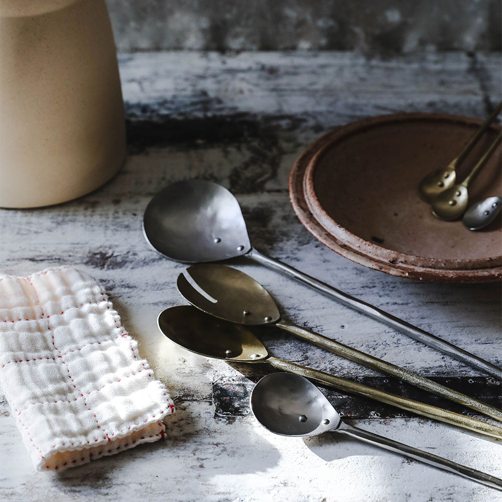 Hand Forged Pewter Spoon Set - 6 Piece Elegant Dining Utensils for Fine Dining, Wedding Gifts & Home Decor