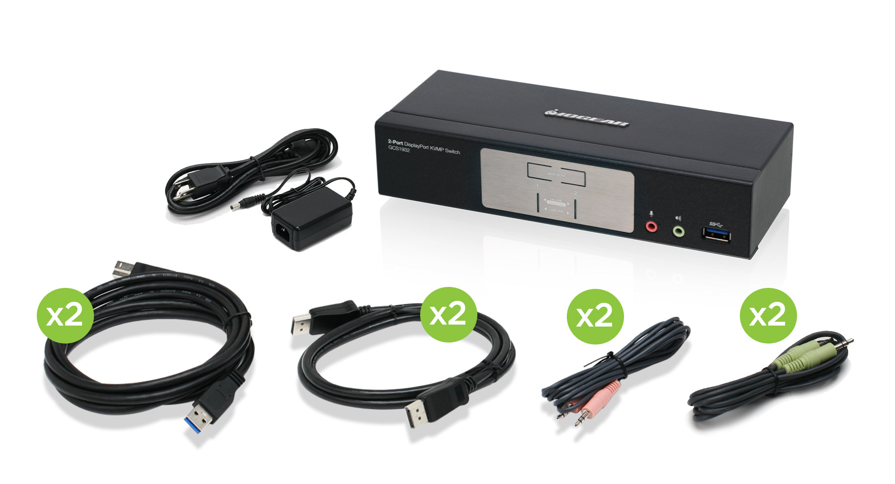 2-Port DisplayPort 1.2 KVMP Switch with USB 3.1 Gen1 Hub & Audio Support - Dual Monitor KVM for PC & Mac - Ideal for Home Office & Gaming Setup