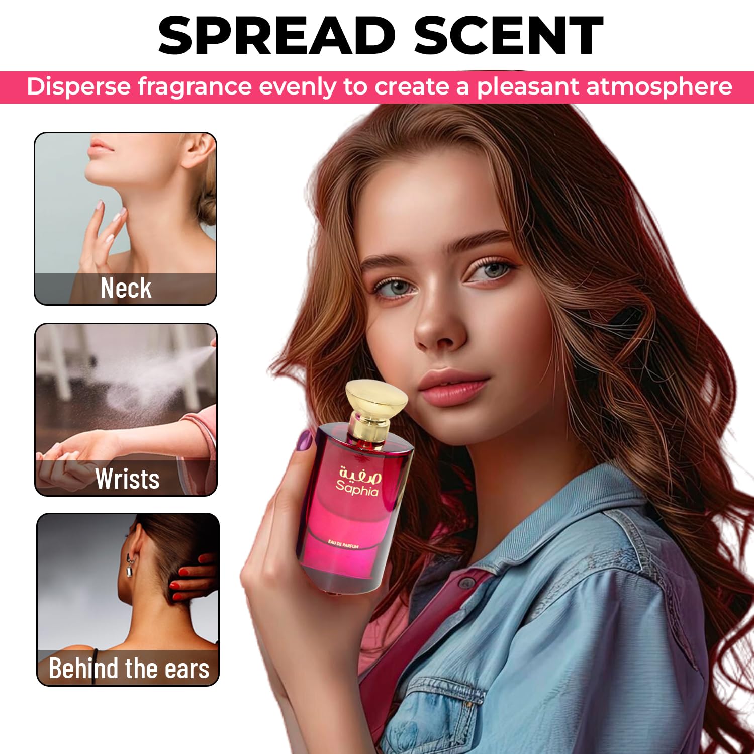 Saphia Women's Perfume | Lost Cherry Inspired Fragrance | Long Lasting Eau de Parfum (3.4 Fl Oz/100ml) | 8-10 Hour Scent | Perfect for Date Night, Office & Special Occasions