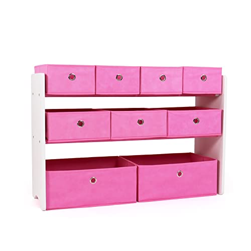 White Wood and Pink Bins