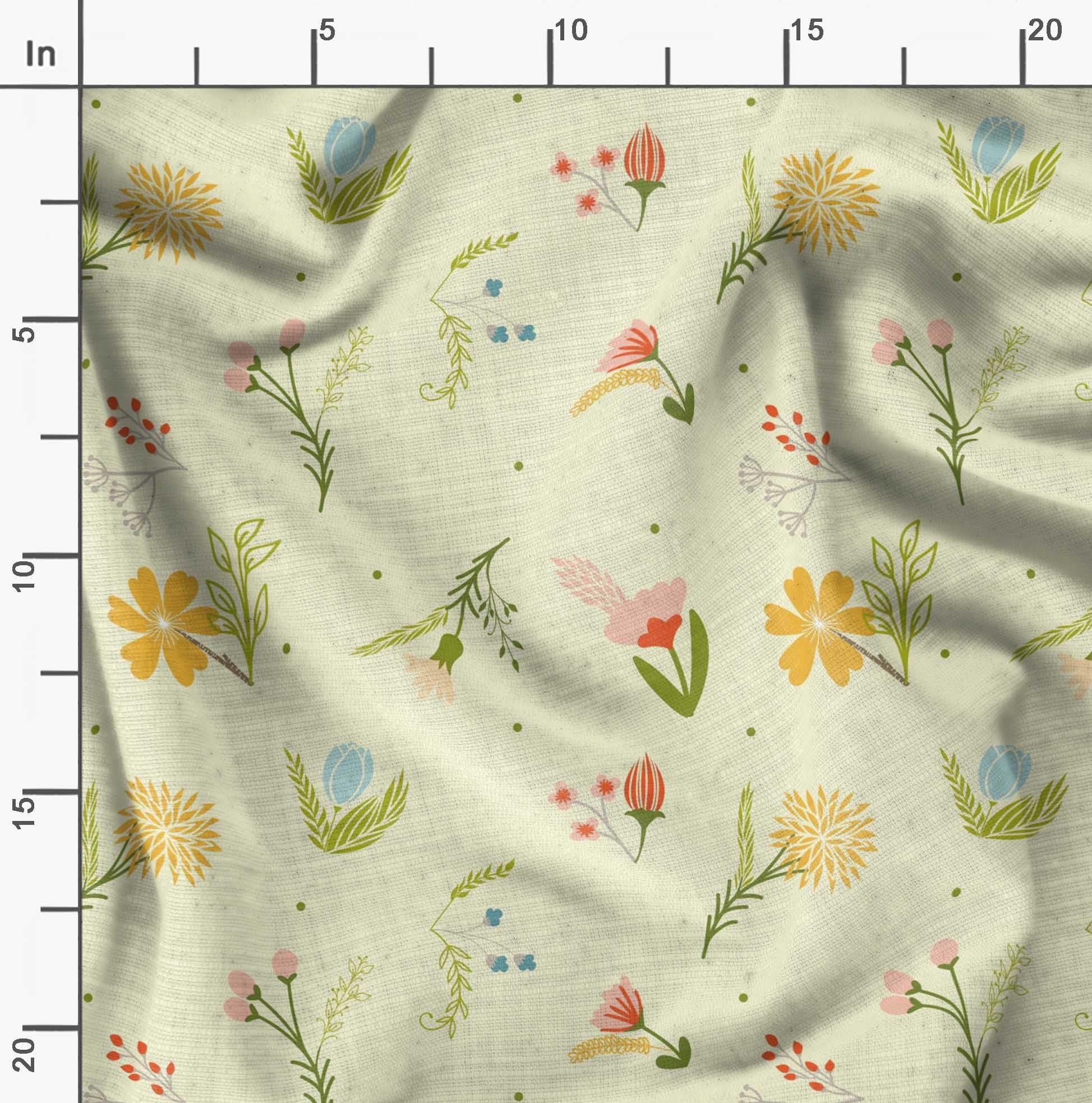 Soimoi Moss Georgette Yellow Fabric by The Yard - 42 Inch Wide Artistic Leaf & Floral Printed Fabric for Dresses, Curtains & DIY Fashion Projects - Elegant & Trendy Home Decor & Crafting Material