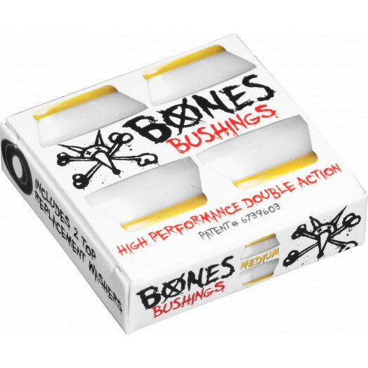 Powell Peralta BONES Skateboard Bushings - Medium White - Perfect for Smooth Rides and Enhanced Control on Cruisers & Street Skateboards