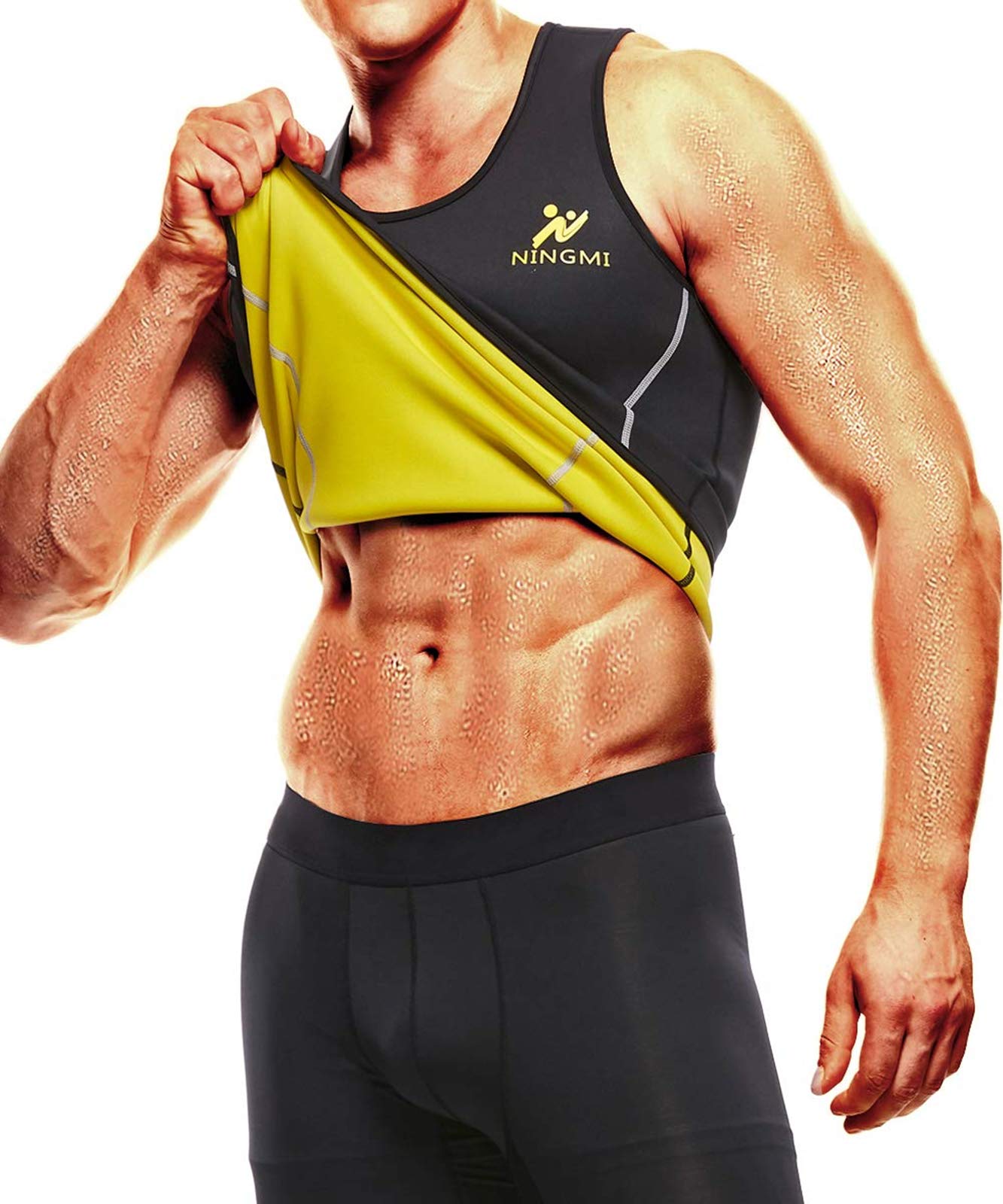 NINGMI Men's Neoprene Weighted Sweat Vest - Waist Trainer Tank Top for Running, Workout & Sauna Suit - Adjustable Waist Trimmer for Weight Loss & Fitness Training - Perfect for Gym, Jogging & Home Exercise