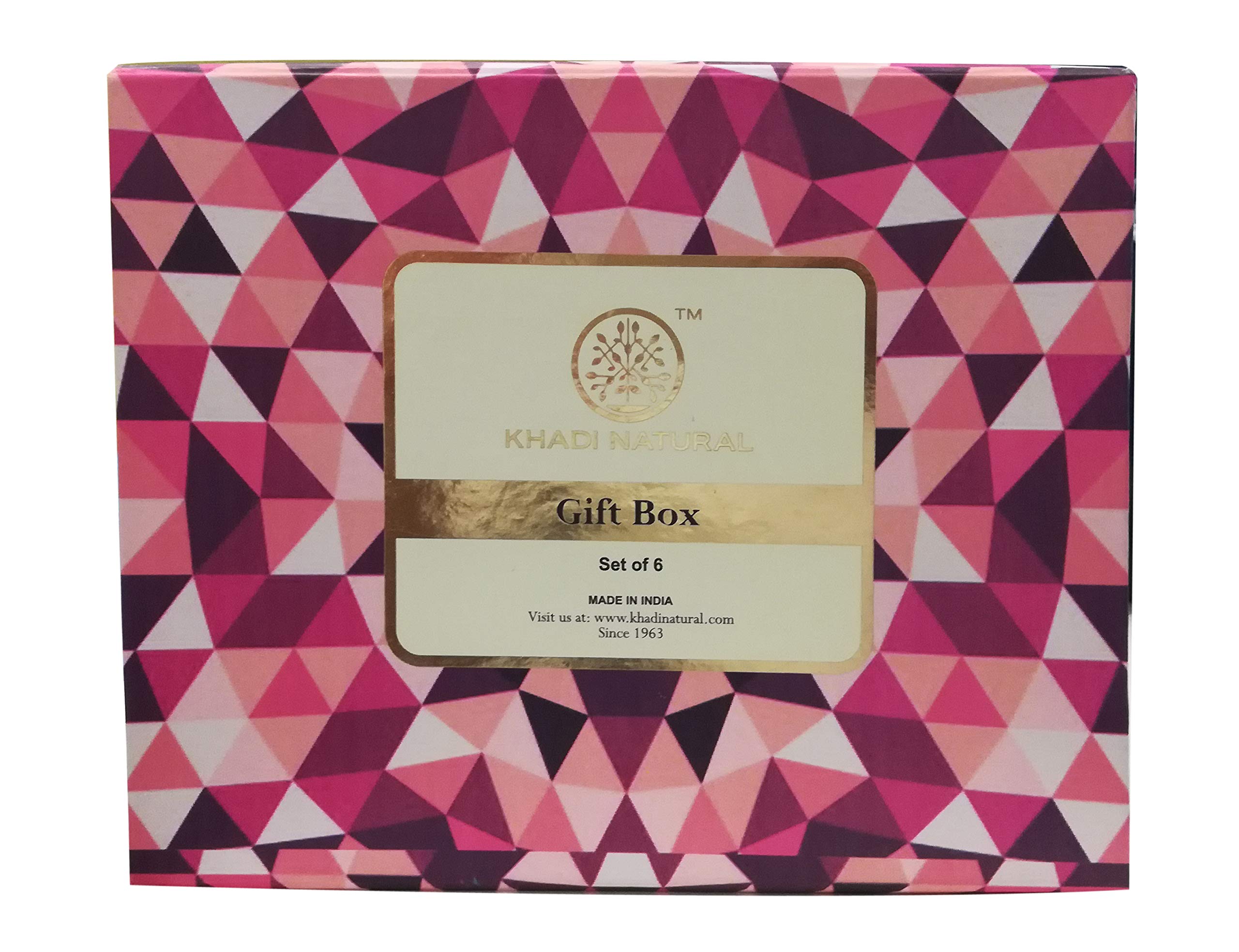 Khadi Natural Gift Box Set of 6 - Rose Water Soap, Aloe Vera Soap, Shikakai Cleanser, Green Tea & Aloe Vera Conditioner, Lavender & Ylang Ylang Body Wash, Rose & Honey Moisturizer for All Skin & Hair Types | Perfect for Spa Day, Self-Care Gifts & Ayurvedic Beauty Routine