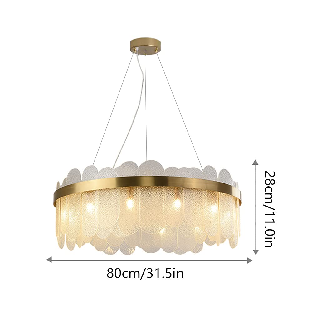 Modern Round Chandelier 9-Light - Contemporary Luxury Glass Pendant Ceiling Light 23.6 Inch - Gold Finish - Perfect for Living Room, Bedroom, Dining Room & Kitchen Island Lighting - Elegant Home Decor & Interior Design Accent