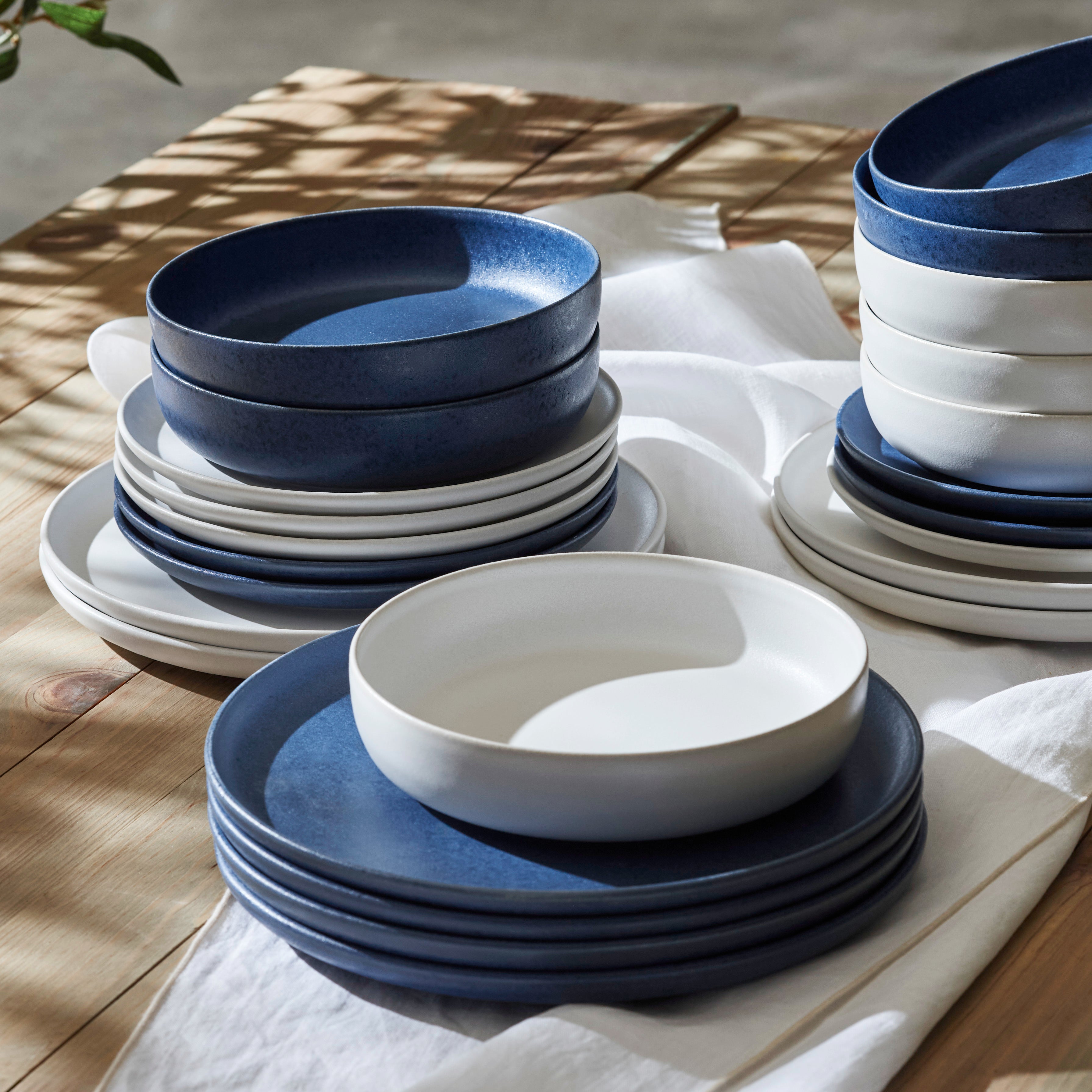 Premium Macchio Stoneware Dinnerware Set - White Matte Finish, Handcrafted in Portugal - Scratch & Chip Resistant - Elegant Table Setting for Everyday Use & Entertaining