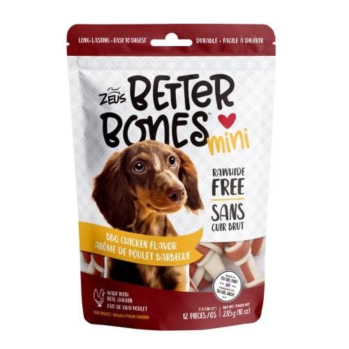 Zeus Better Bones BBQ Chicken Mini Bones Dog Treats - 12 Pack | All-Natural, Grain-Free Chews for Small & Medium Dogs | Perfect for Training, Rewards & Dental Health