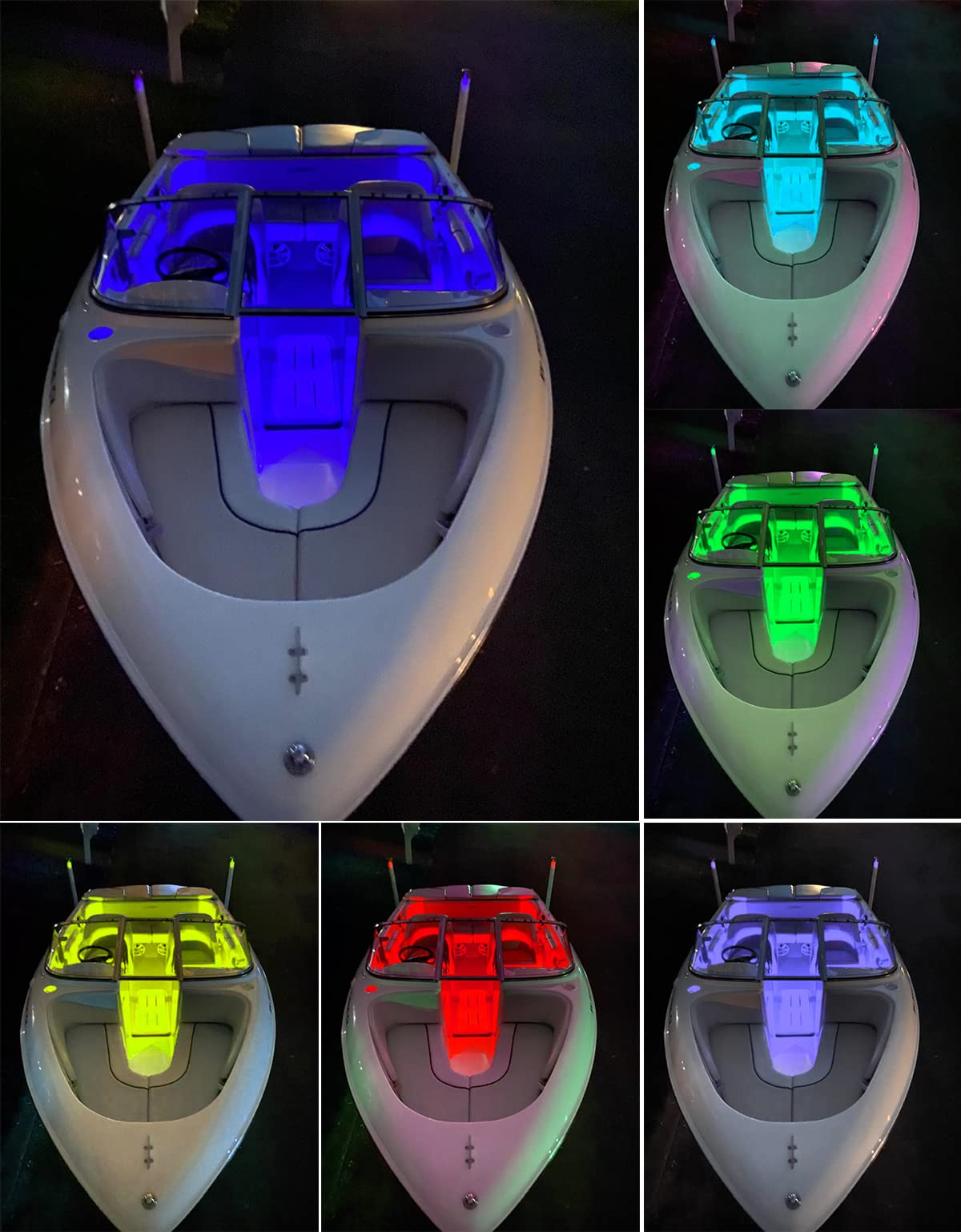 Wireless Battery Operated Marine LED Boat Lights - Waterproof RGB Multi-Color Deck Lights with Remote Control (4 Pack) - Perfect for Fishing Kayaks, Duck Boats, Jon Boats & Bass Boats Interior Lighting