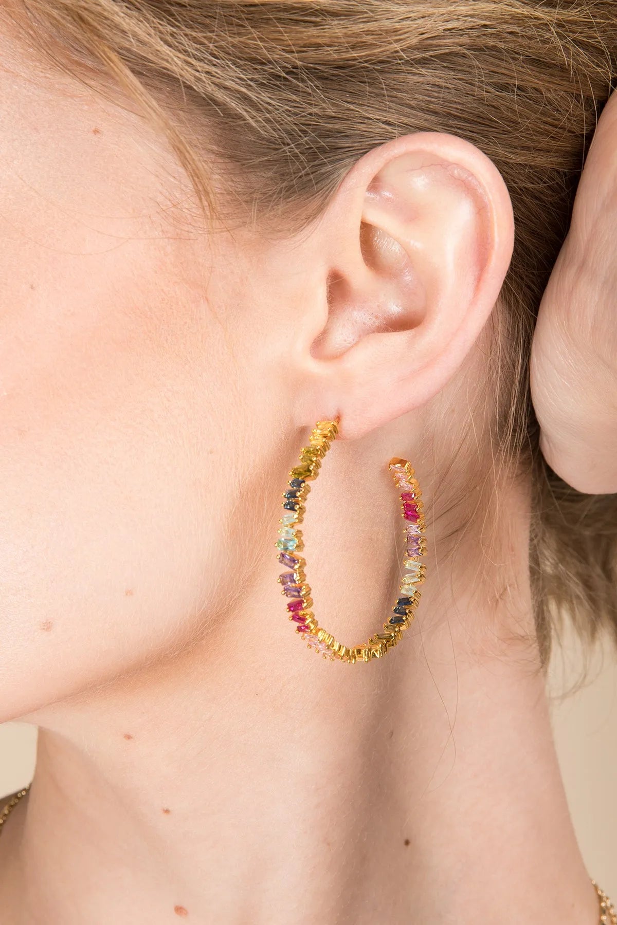 Stylish Multicolor Crystal Hoop Earrings for Women - Trendy Fashion Jewelry for Party, Wedding & Everyday Wear