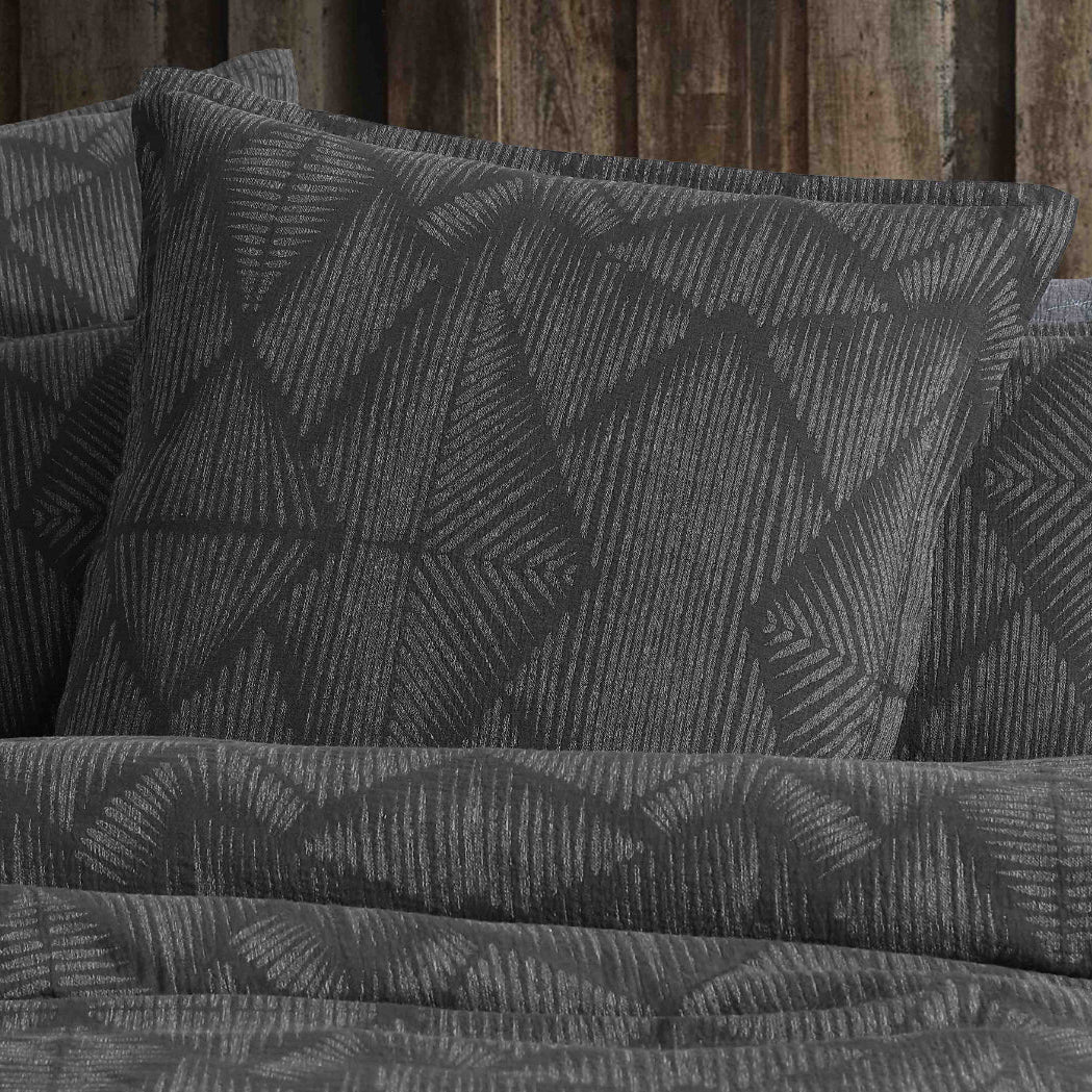 Premium Kenya Charcoal European Pillowcase Set - Breathable & Soft Luxury Bedding by Logan and Mason Platinum - Perfect for Master Bedroom, Guest Room & Airbnb Stays