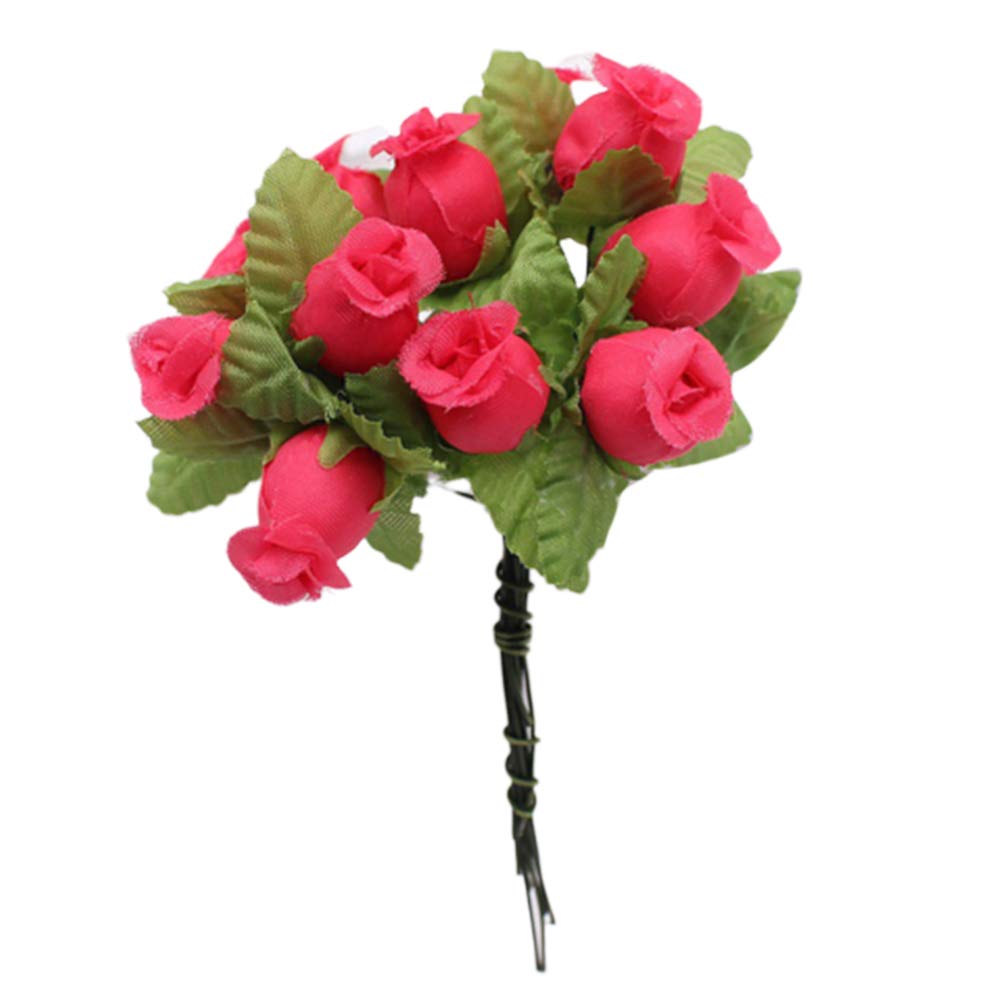12 Heads Artificial Silk Rose Bouquet - UV Resistant Fake Flowers for DIY Wedding, Party, Home & Garden Decor - Indoor/Outdoor Grave Decoration & Floral Arrangement (Red) - Perfect for Centerpieces, Table Decor, and Gift Giving