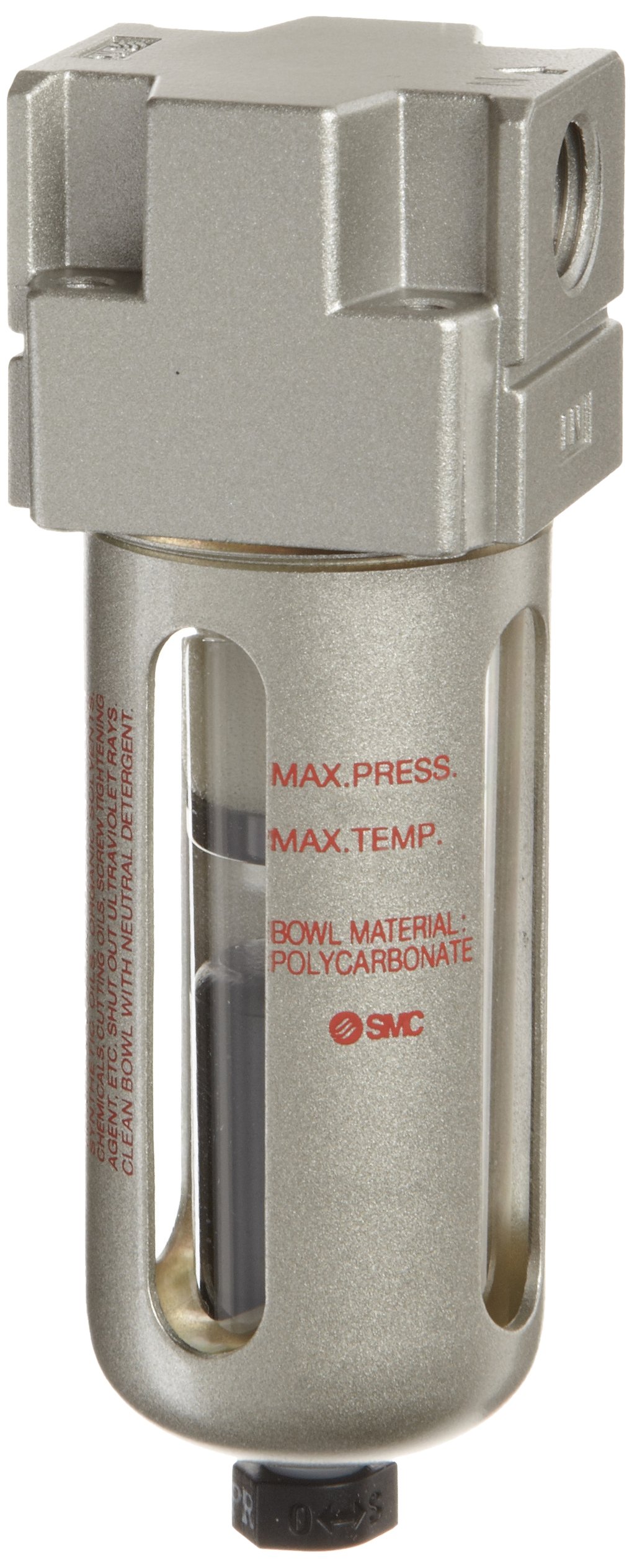 SMC AFM40-N06D-Z Oil Mist Separator - 0.3 Micron Filtration, 33 SCFM Flow Rate, Polycarbonate Bowl with Guard, 3/4