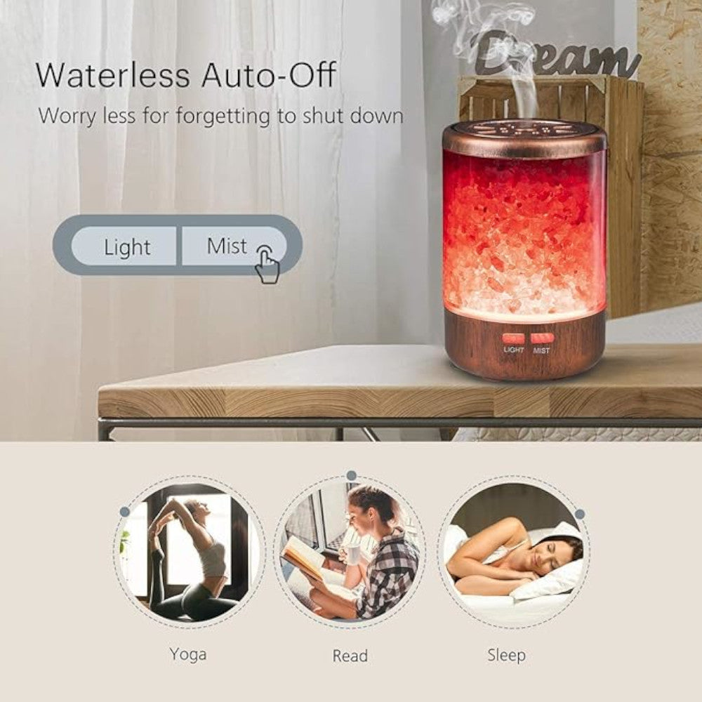 Himalayan Salt Lamp with Essential Oil Diffuser & Cool Mist Humidifier - 3-in-1 Aromatherapy for Home, Office, Yoga & Meditation - Natural Air Purifier & Relaxation Gift