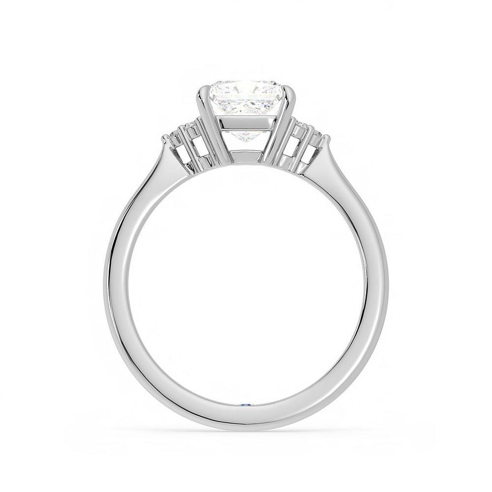 Princess Cut Moissanite Engagement Ring with Hidden Anniversary Stone & Diamond Accents - Perfect for Proposals, Weddings & Anniversary Gifts