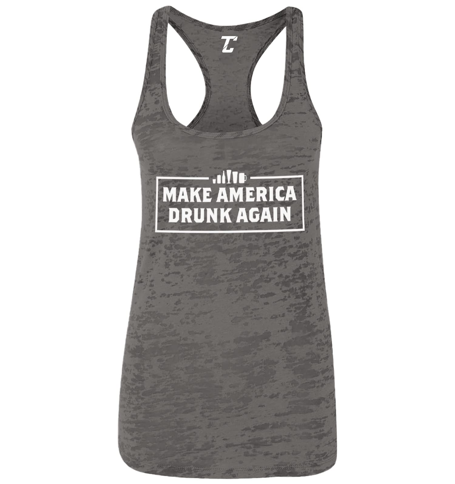 Funny MAGA Women's Racerback Tank Top - Patriotic Slogan T-Shirt for Trump Supporters | Great for Political Rallies, Fourth of July & Conservative Events