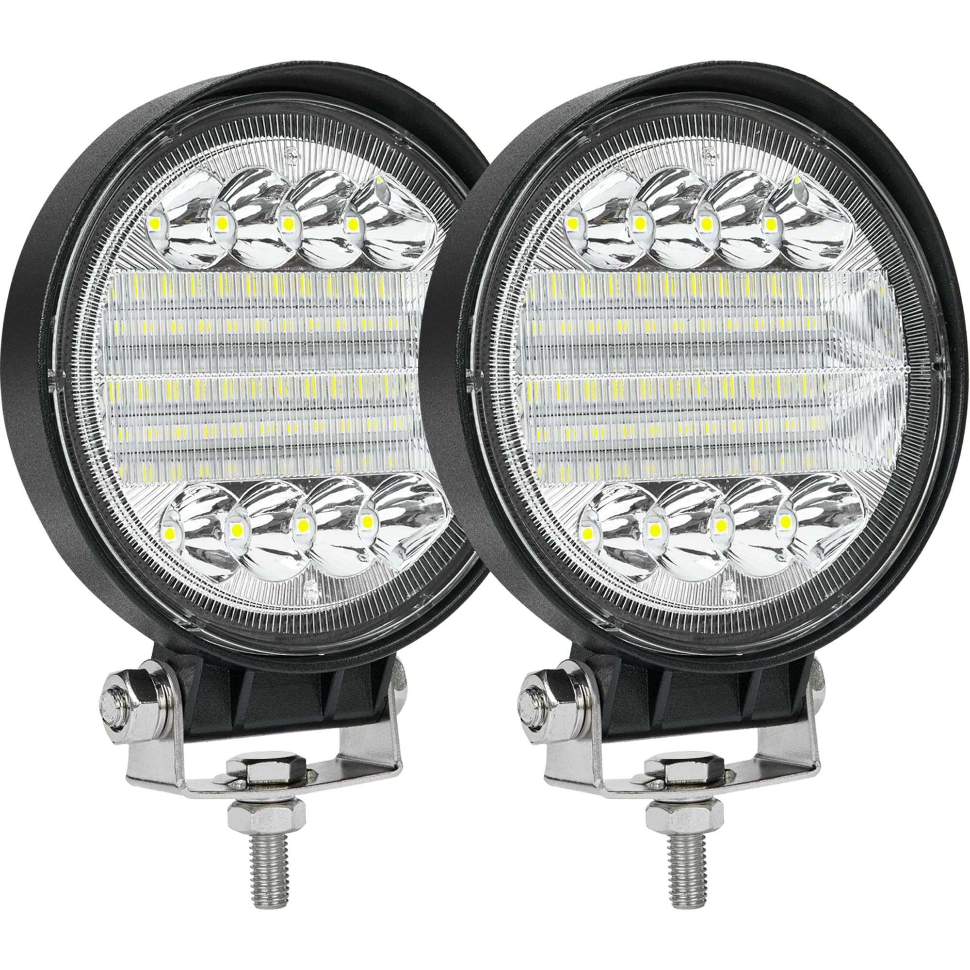 4 Inch 12-30V LED Fog Lights for Trucks - Waterproof Round LED Work Light for Off Road, ATV, UTV, SUV - Pack of 2 - Perfect for Night Driving, Off-Roading & Work Sites
