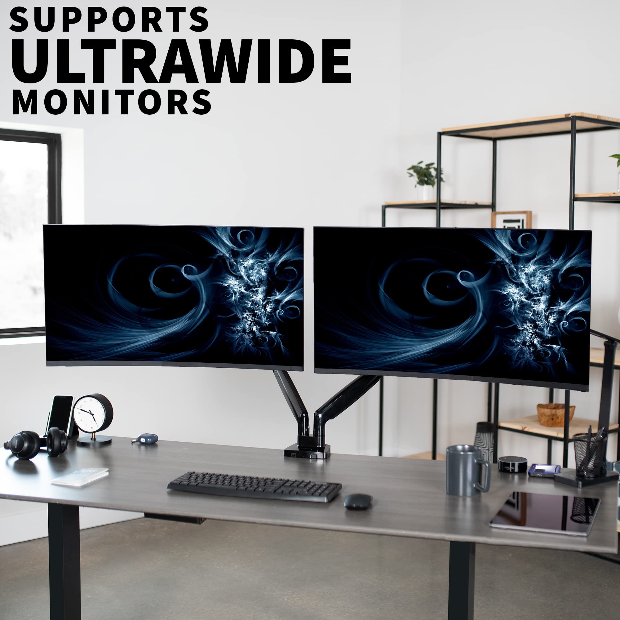 Premium VIVO Aluminum Dual Monitor Arm Stand - Heavy Duty Desk Mount for Ultrawide Screens up to 35