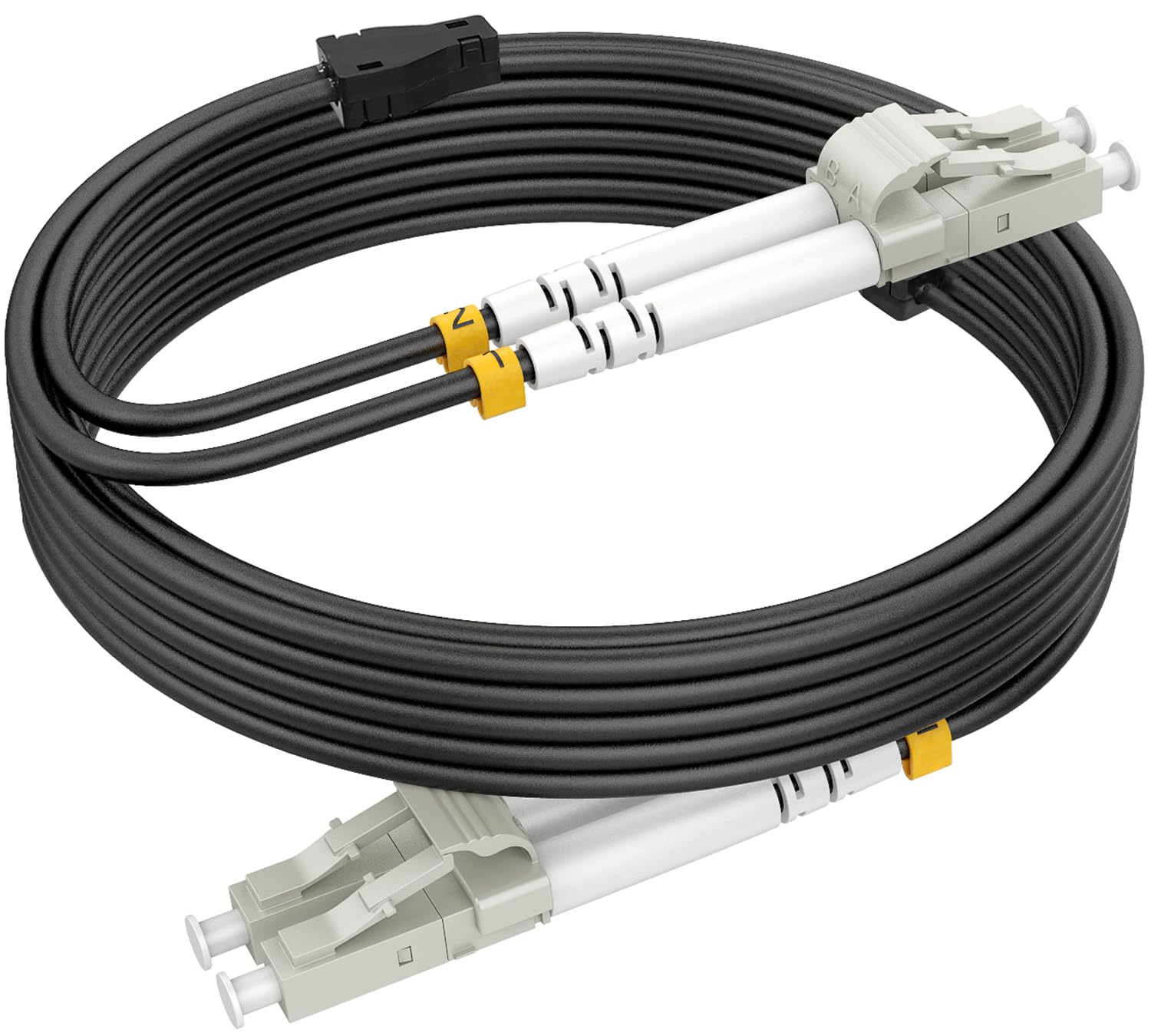 500ft/150m OM3 LC to LC Armored Fiber Optic Patch Cable - Multimode 50/125um, 10G/40G Duplex, LSZH Black - Ideal for Data Centers, Server Rooms & Outdoor Networking